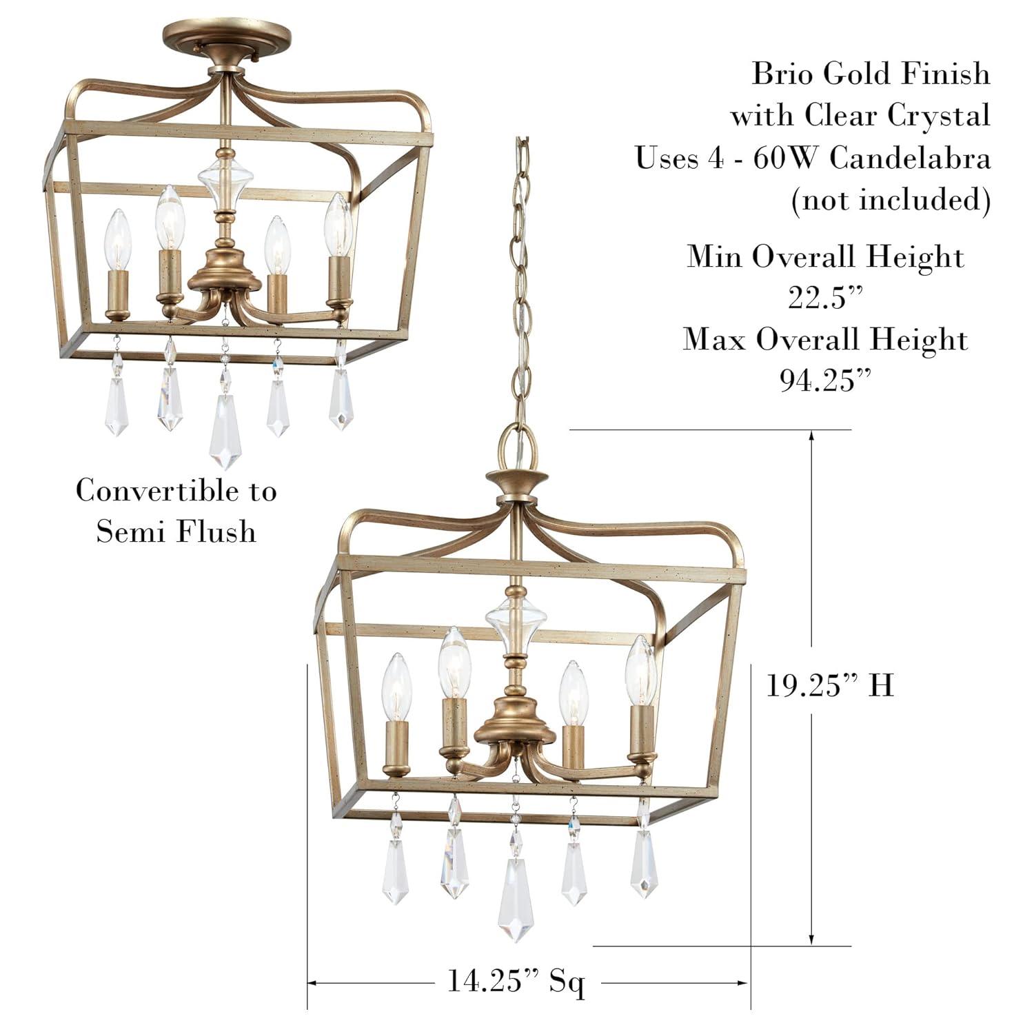 Minka Lavery Aged Brio Gold Pendant Chandelier 14 1/4" Wide French Clear Crystal 4-Light Fixture for Dining Room House Kitchen