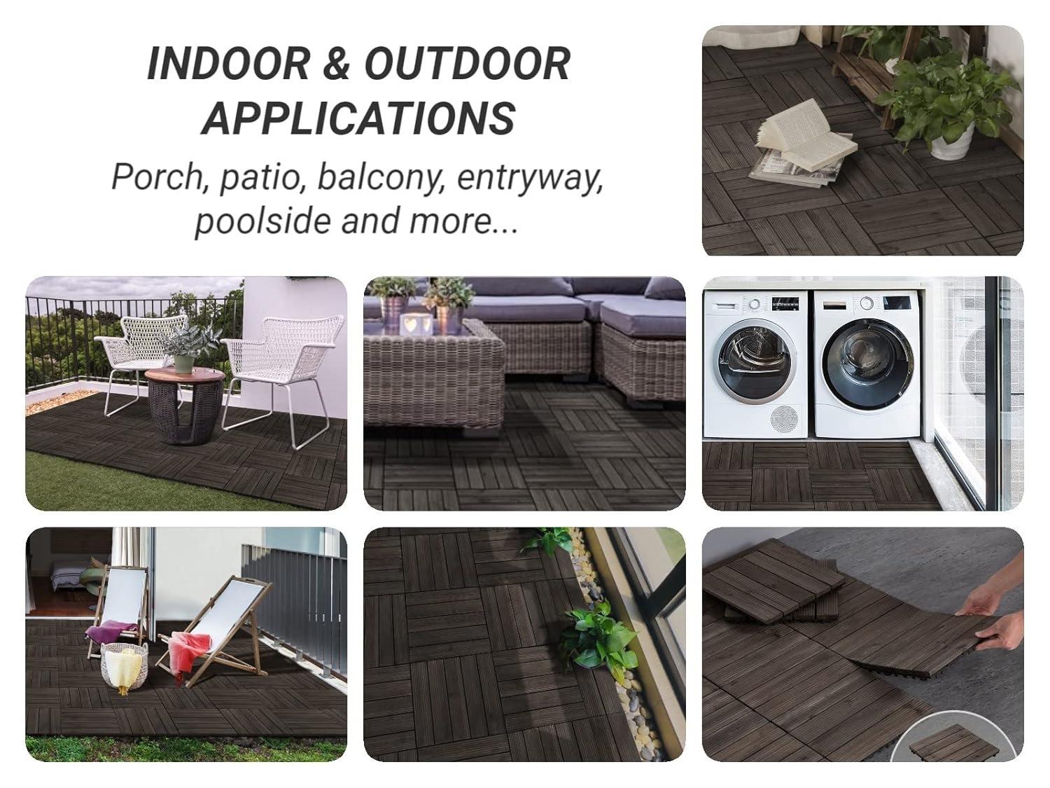 Yaheetech  27pcs 12"x12" Tiles for Patio Garden for  Indoor & Outdoor Black