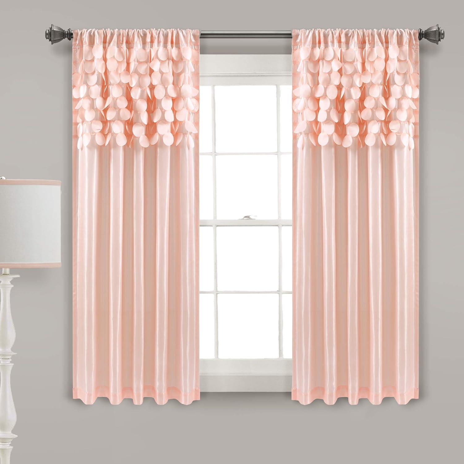 Home Boutique Circle Dream Window Curtain Panels Blush 54X63 Set