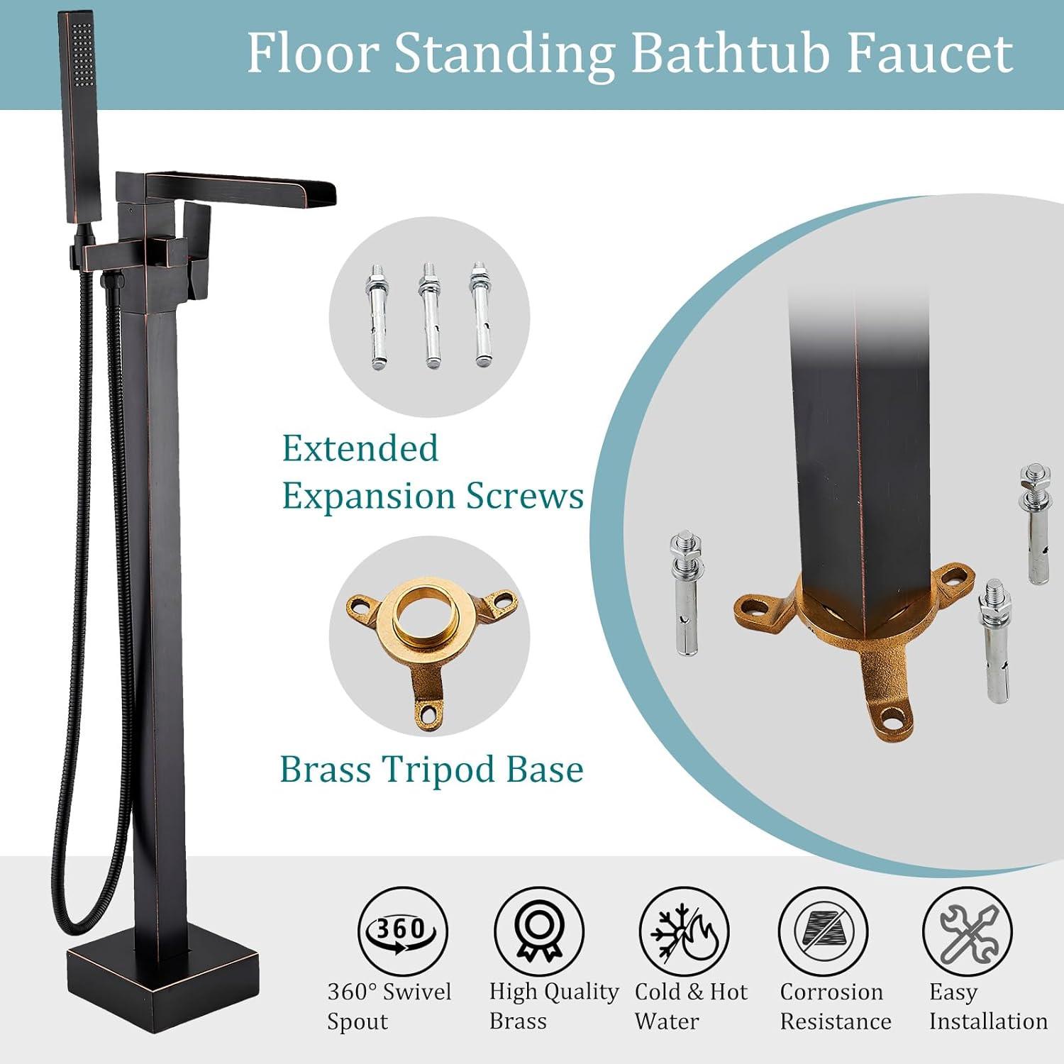 Bathroom Freestanding Tub Filler with Diverter