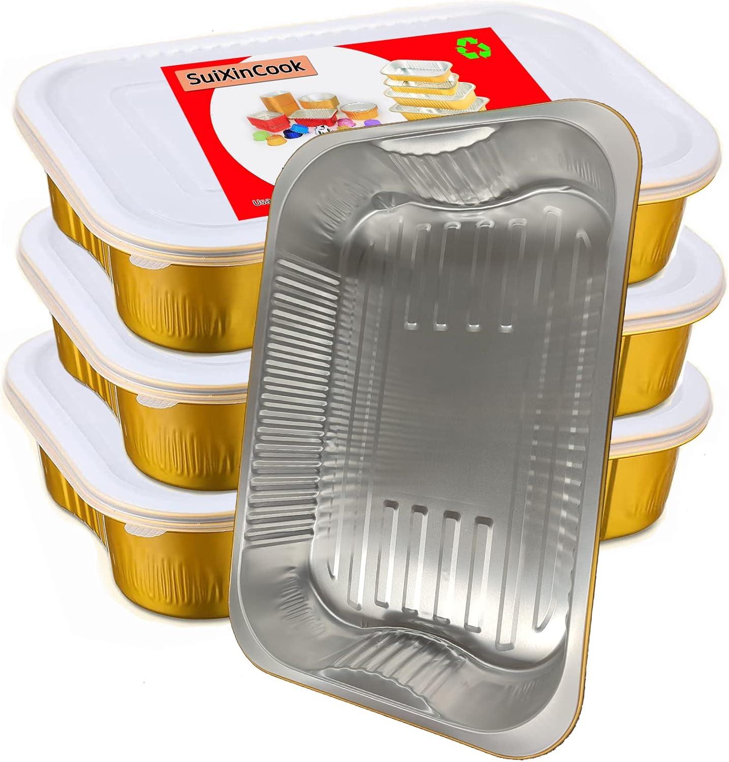 13 "x9" Aluminum foil Lasagna Pans, grill tray, sturdy disposable aluminum pan, 10 sets- for cooking，baking and heating, food storage, distribution, barbecue,Gold
