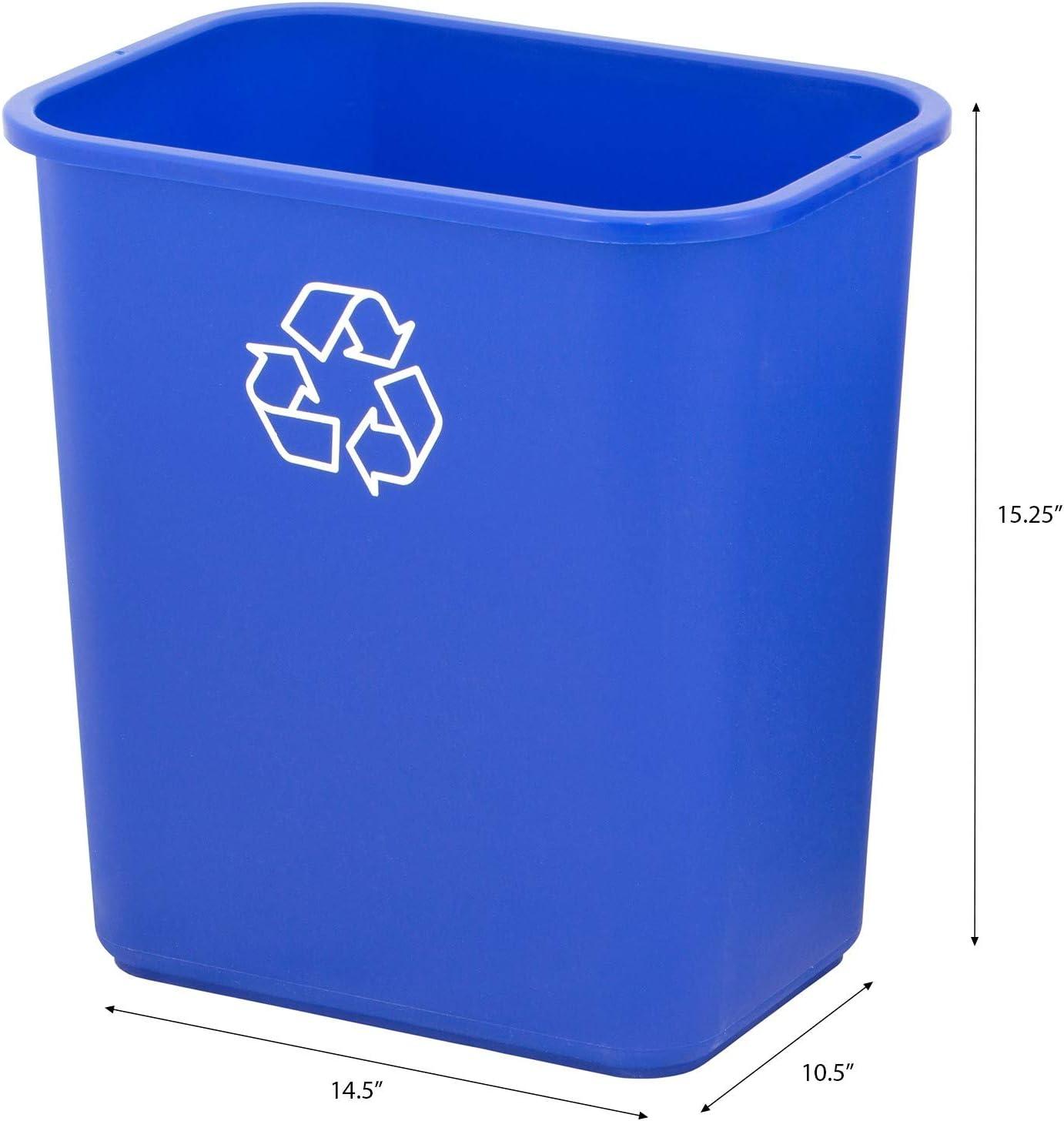 Blue 7-Gallon Plastic Recycling Waste Basket