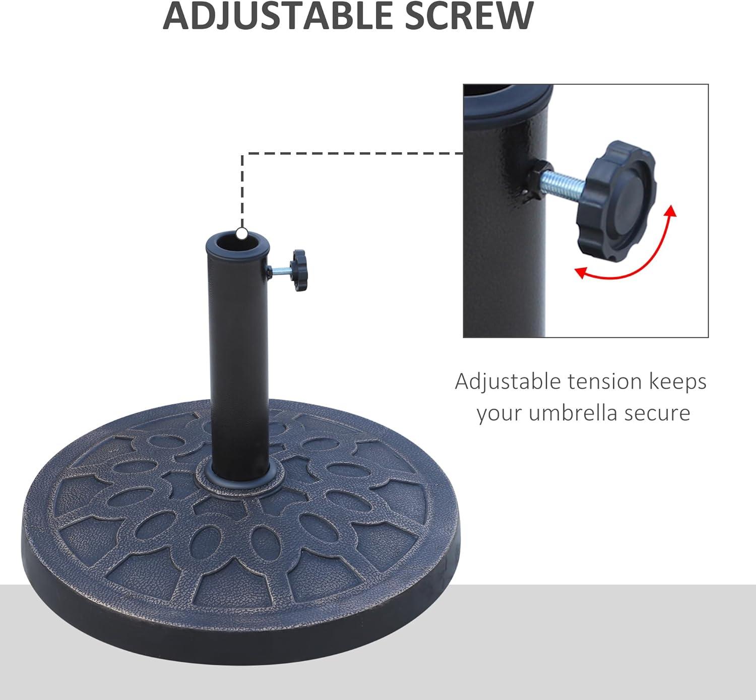 Round Decorative Cast Stone Umbrella Holder Base, Bronze - 17.5 in.