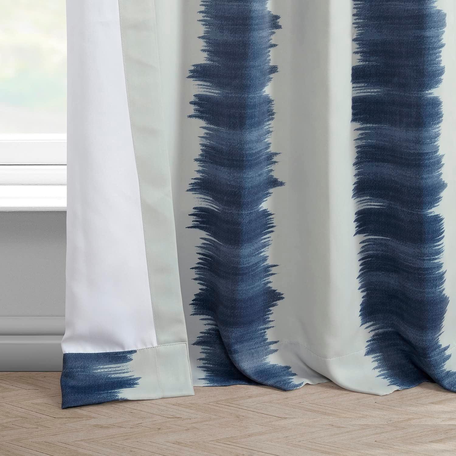 Flambe Blue Blackout Room Darkening Curtain (1 Panel), Flambe Blue, 50W X 96L