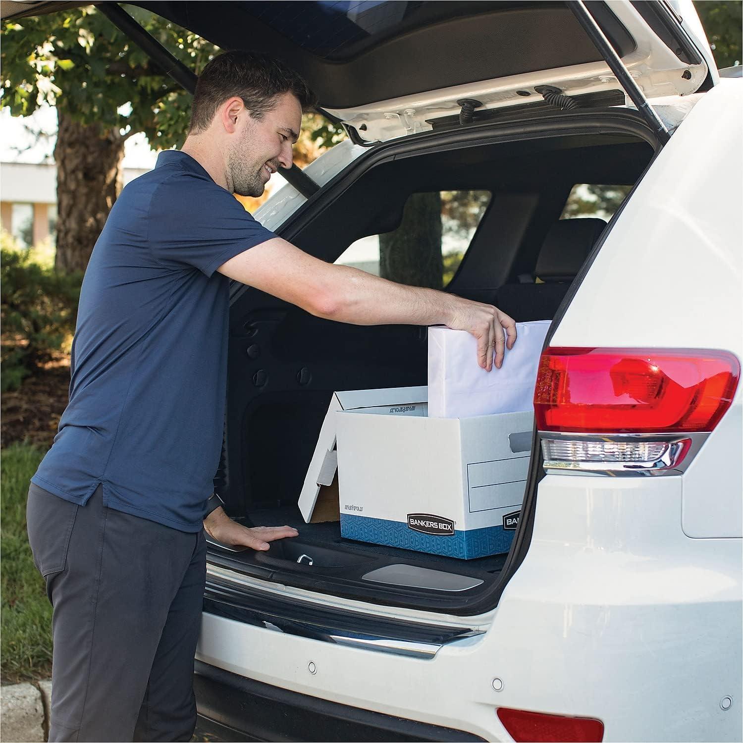 Heavy-Duty White and Blue File Storage Box