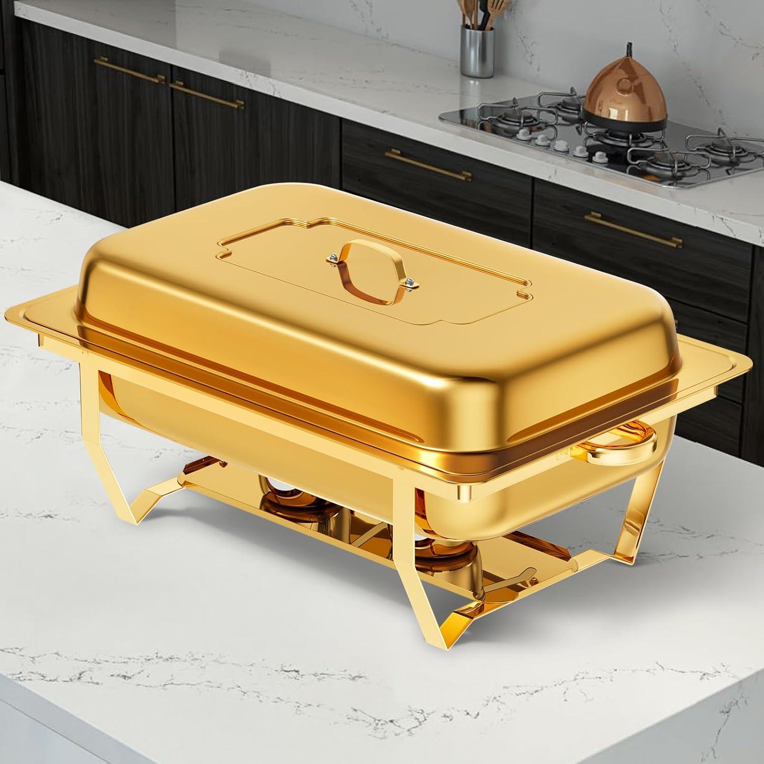 The Party Aisle™ Chafing Dishes For Buffet 4 Pack, 8 Qt Stainless Steel Chafers And Buffet Warmers Sets With Lid, Rectangle Serving Food Warmer Catering Supplies Buffet Display For Parties