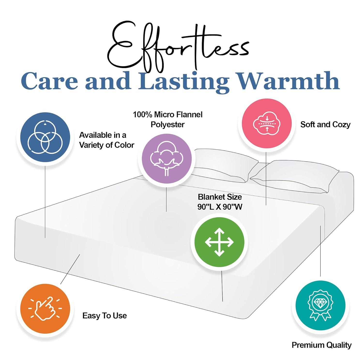 Thermee Micro Flannel Full/Queen Size Blankets, Lightweight All Seasons Cozy Blanket, Throw Blankets for Home and Living Room, Comfy & Soft Blanket for Couch, Machine Wash, No Pilling - Acorn