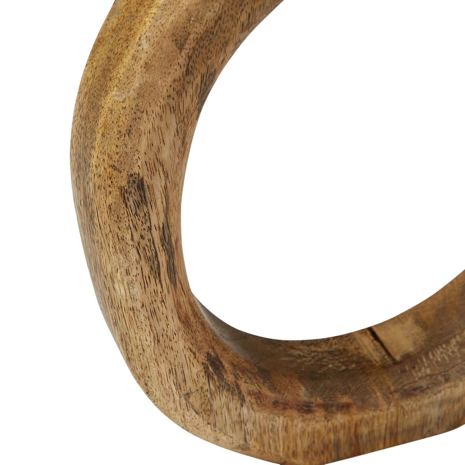 Creative Co-Op Modern Decorative Carved Wood Standing Circle, Natural