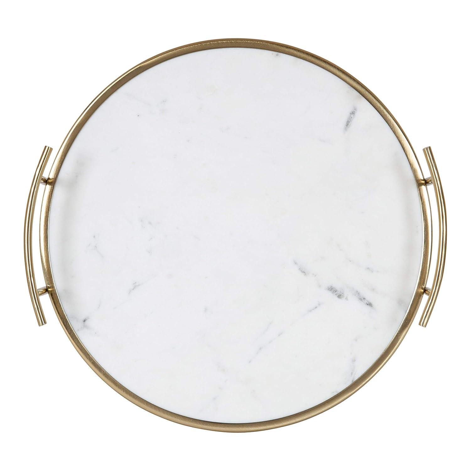 Kate and Laurel Marbury Tray, 14" Diameter, Gold