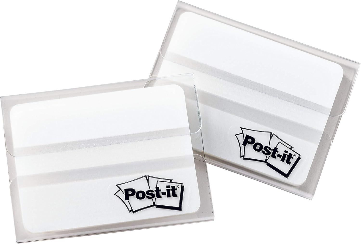 Post-it Tabs, 2 in, Solid, White, 25 Tabs/On-The-Go Dispenser, 2 Dispensers/Pack (686F-50WH)