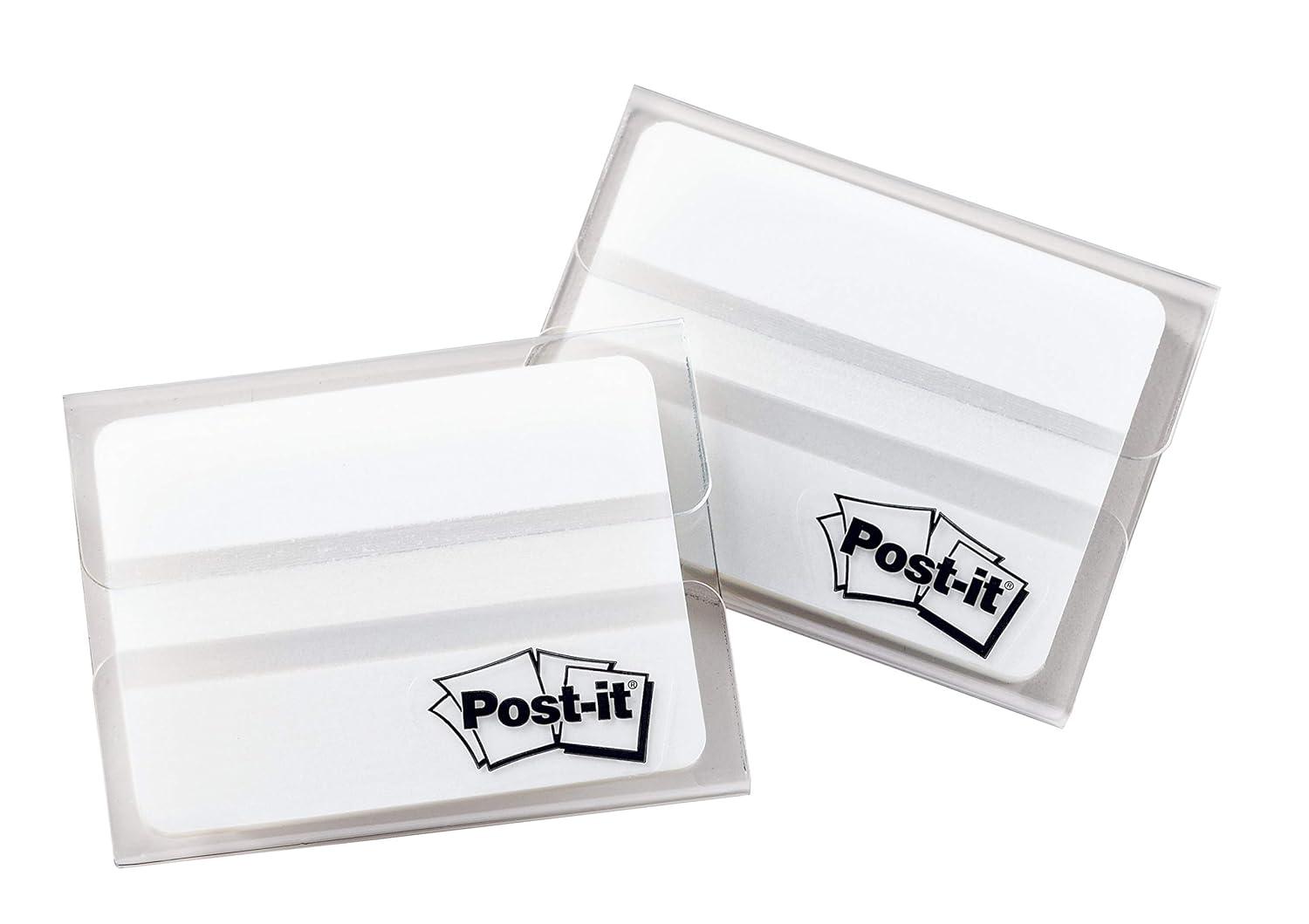 Post-it Tabs, 2 in, Solid, White, 25 Tabs/On-The-Go Dispenser, 2 Dispensers/Pack (686F-50WH)