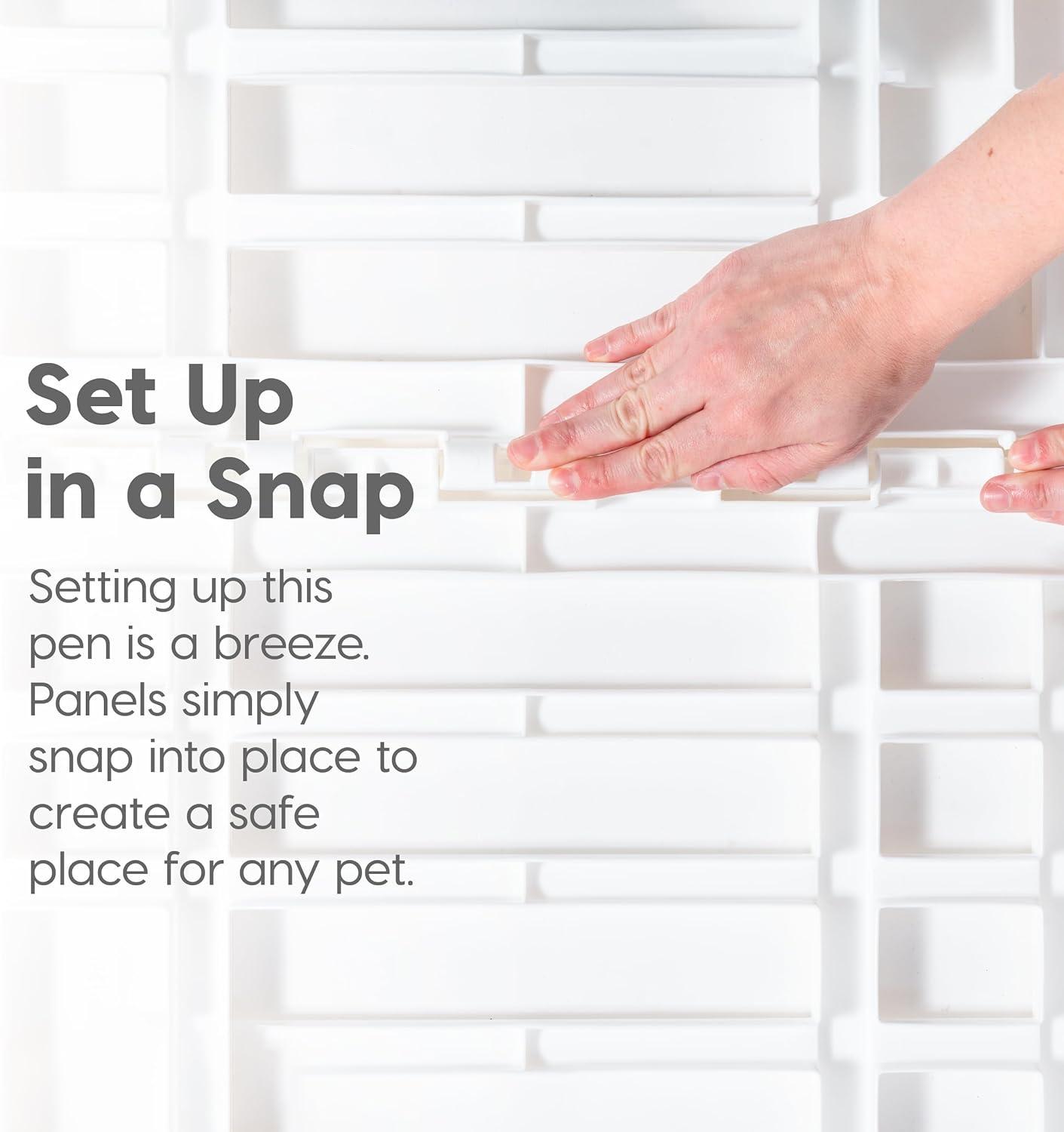 IRIS USA 4 Panel 24H inch Foldable Exercise Enclosure Plastic Pet Playpen with Door, White
