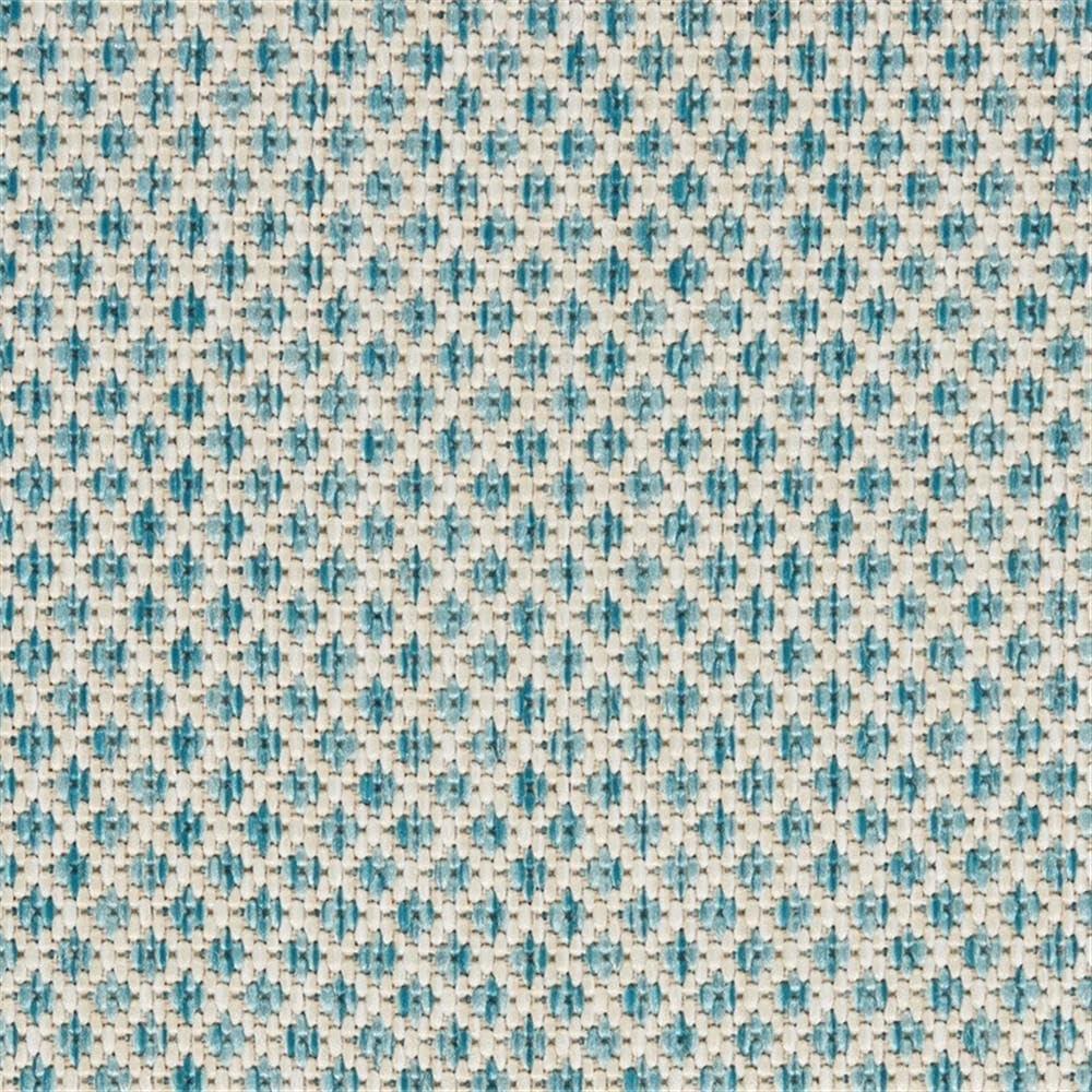 Nourison 6' x 6' Courtyard Modern Easy Care Flatweave Indoor Outdoor Square Rug Ivory/Aqua
