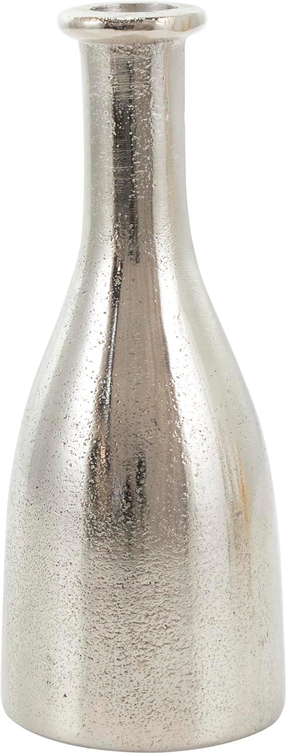 Deco 79 Aluminum Metal Decorative Candle Holder Candle Stand with Varying Shapes, Set of 2 Candlestick Holder 9", 7" H, Silver