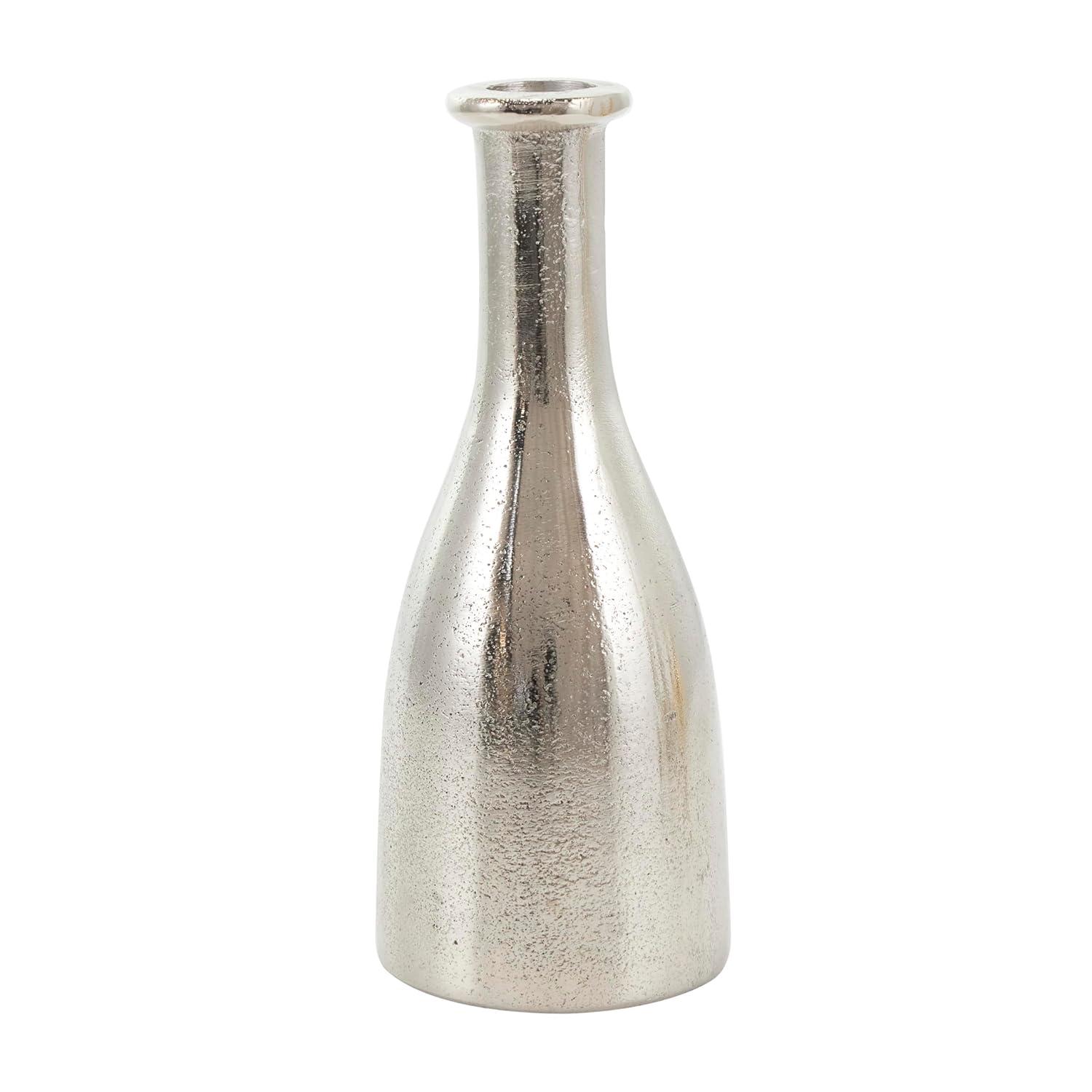 Deco 79 Aluminum Metal Decorative Candle Holder Candle Stand with Varying Shapes, Set of 2 Candlestick Holder 9", 7" H, Silver