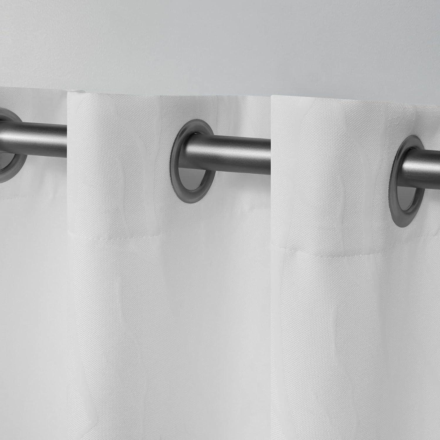 Set of 2 (96"x52") Forest Hill Woven Blackout Grommet Top Window Curtain Panel White - Exclusive Home: Thermal Insulated, Room Darkening