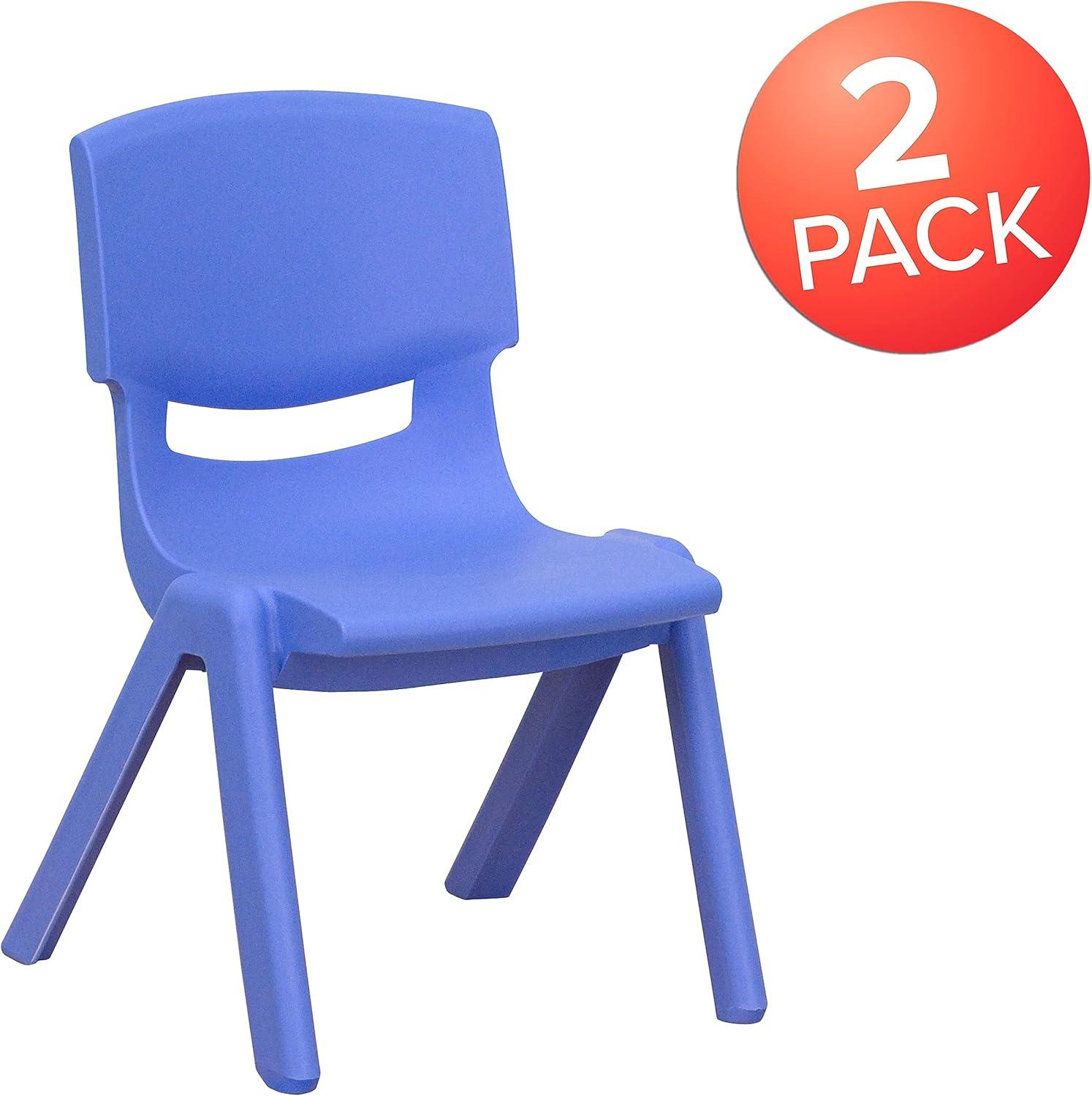 Flash Furniture 2 Pack Blue Plastic Stackable School Chair with 10.5'' Seat Height