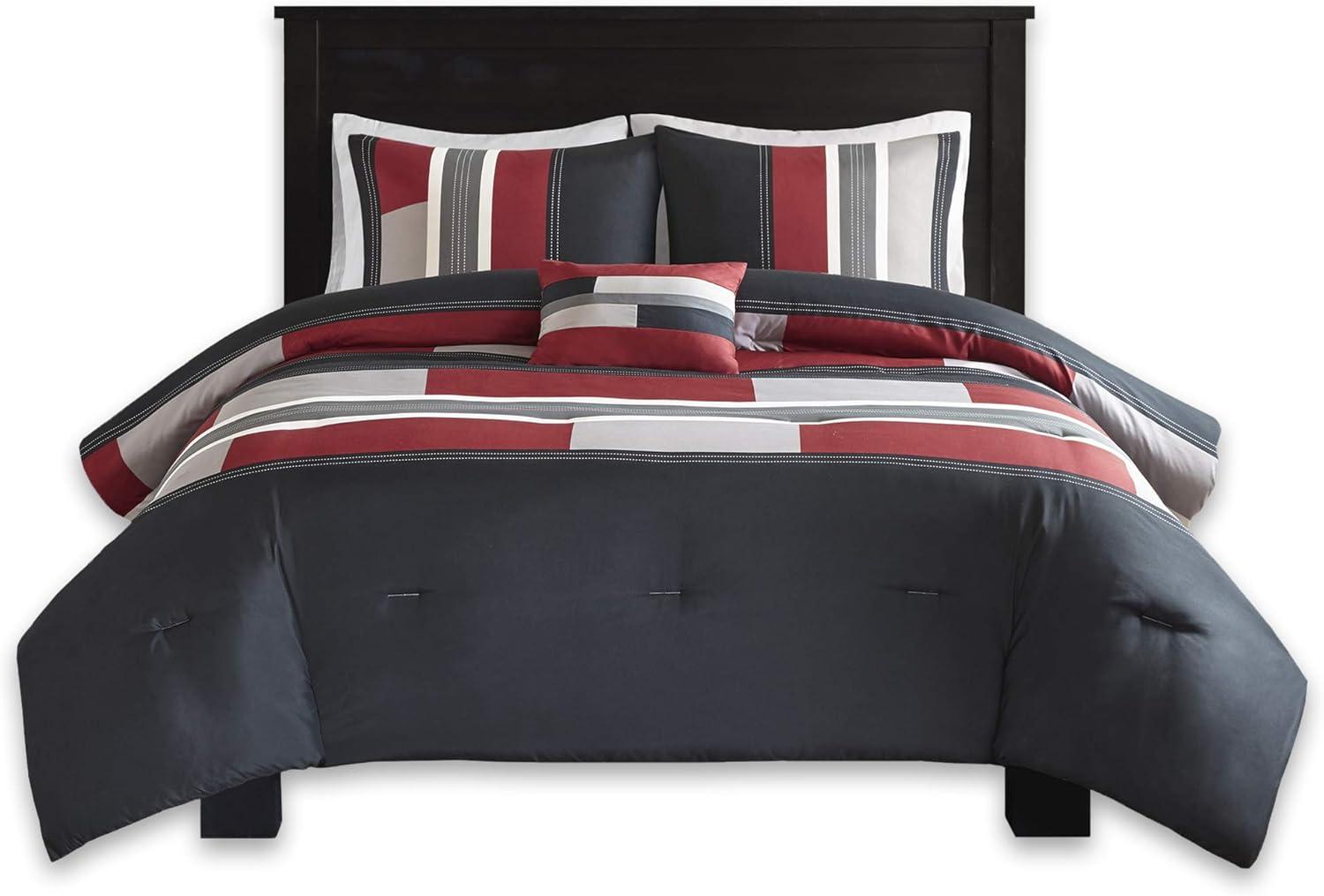 Comfort Spaces Pierre Comforter Set( Comforter mini set with one dec pillow ), Twin/Twin XL, Black