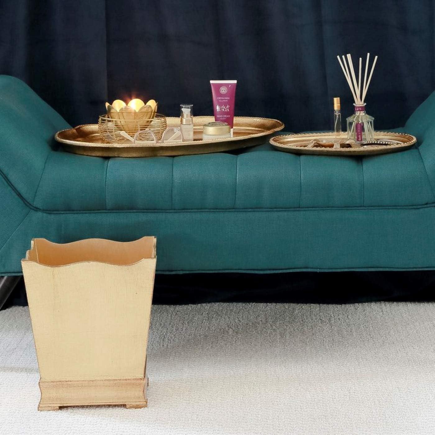 VIETRI Florentine Wooden Accessories Gold Waste Basket Trash Can 3 Gallon Waste Basket