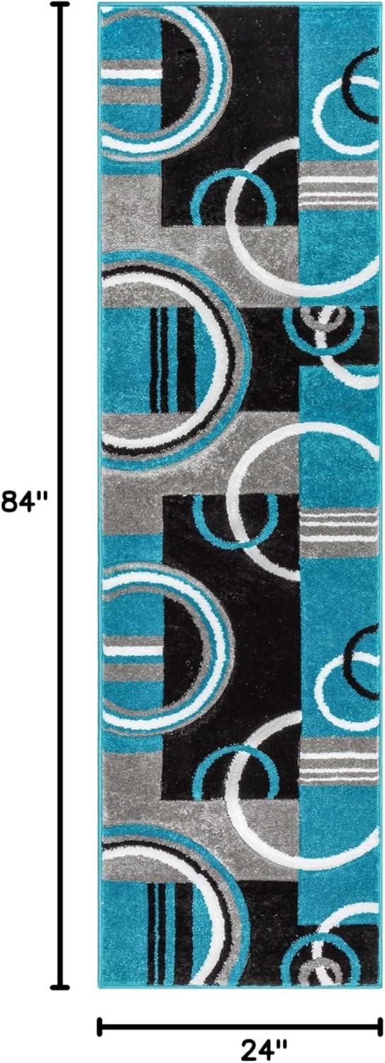 Well Woven Ruby Galaxy Waves Modern Geometric Blue 5'3" x 7'3" Area Rug