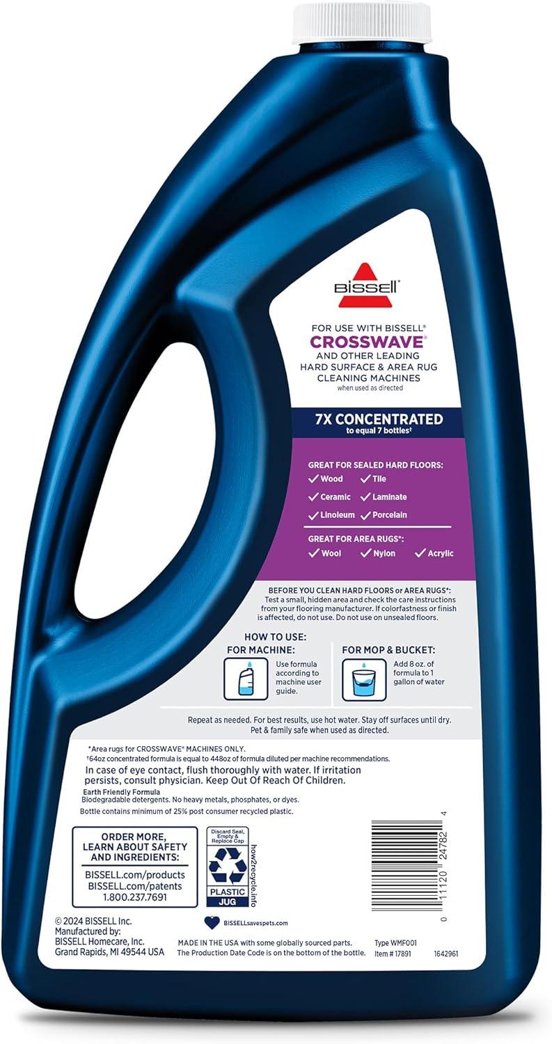 BISSELL 64 oz. CrossWave & SpinWave Multi-Surface Floor Cleaning Formula – 17891: Carpet & Tile Cleaner Solution