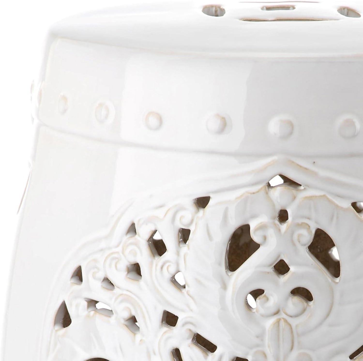 Safavieh Flora Glazed Ceramic Decorative Garden Stool, Cream