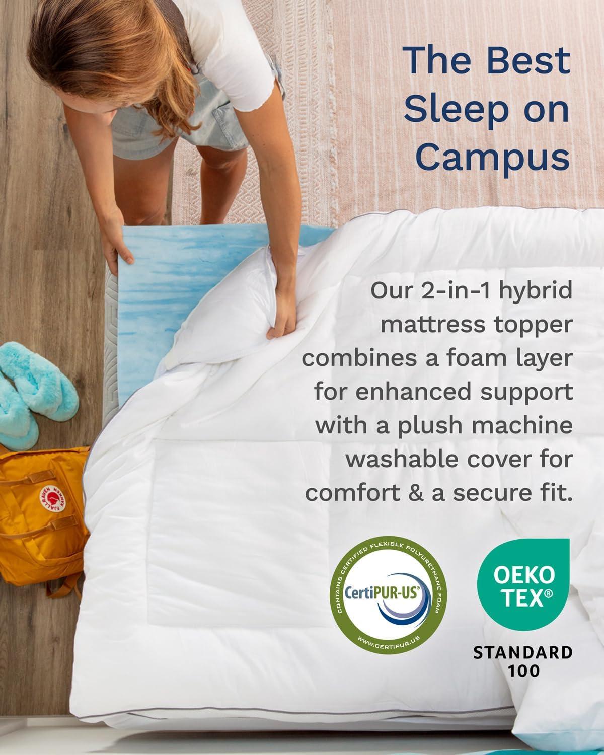 Mattress Topper - 4 Inch - CertiPUR-US Certified Gel Memory Foam - Hybrid Lux Dual Layer by Viscosoft  Twin XL