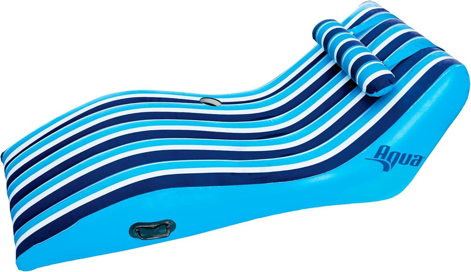 Aqua Leisure Inflatable Ultra Cushioned Oversized Outdoor Pool and Lake Lounger Float with Adjustable Pillow Headrest