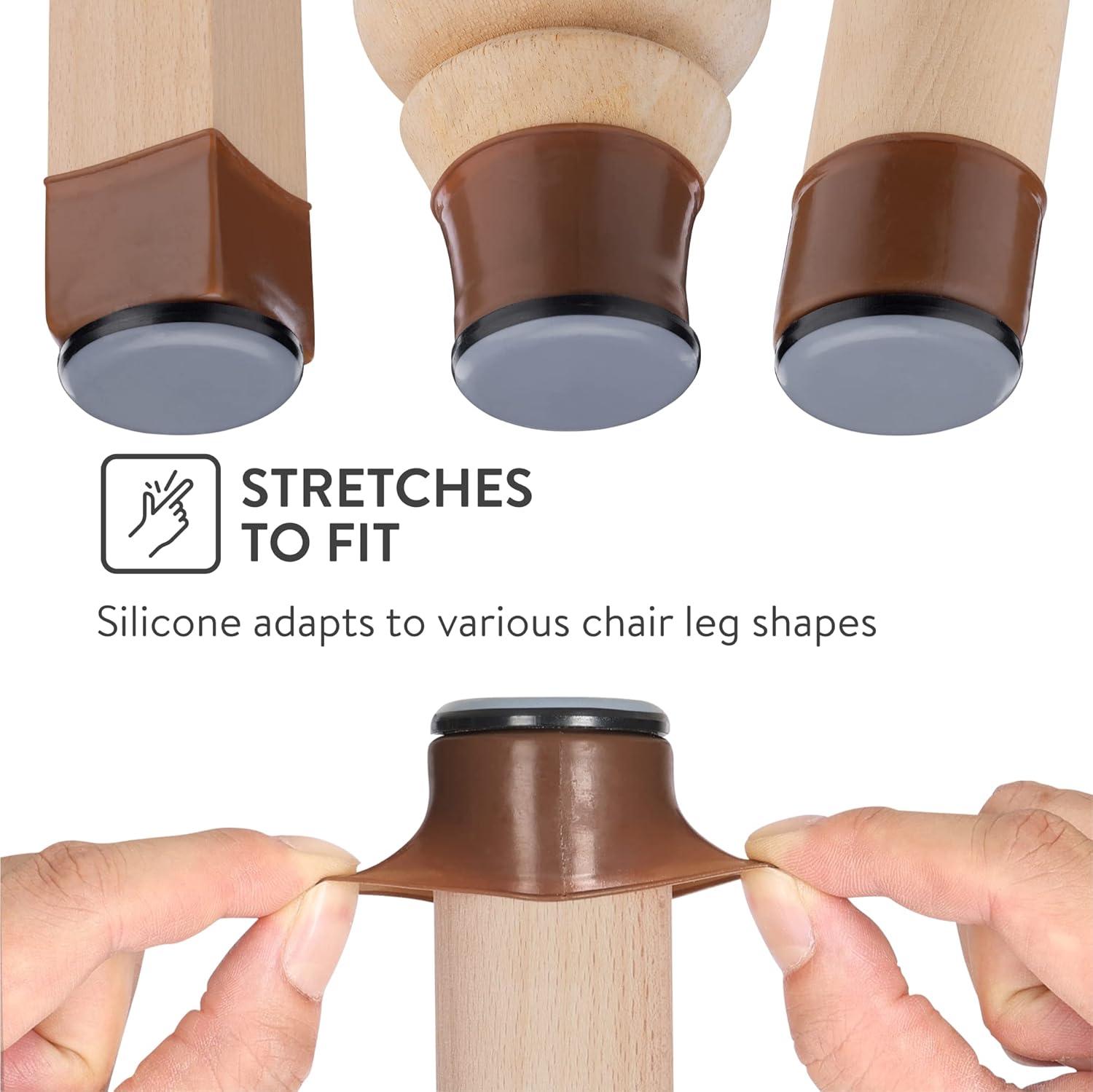 Aneaseit Chair Leg Sliders for Carpet - 1 1/2" x 8 pcs Brown - Silicone Heavy Duty Furniture Movers w/PTFE Bottom - Table Feet Covers Pads Protectors for Smooth Glides - Medium