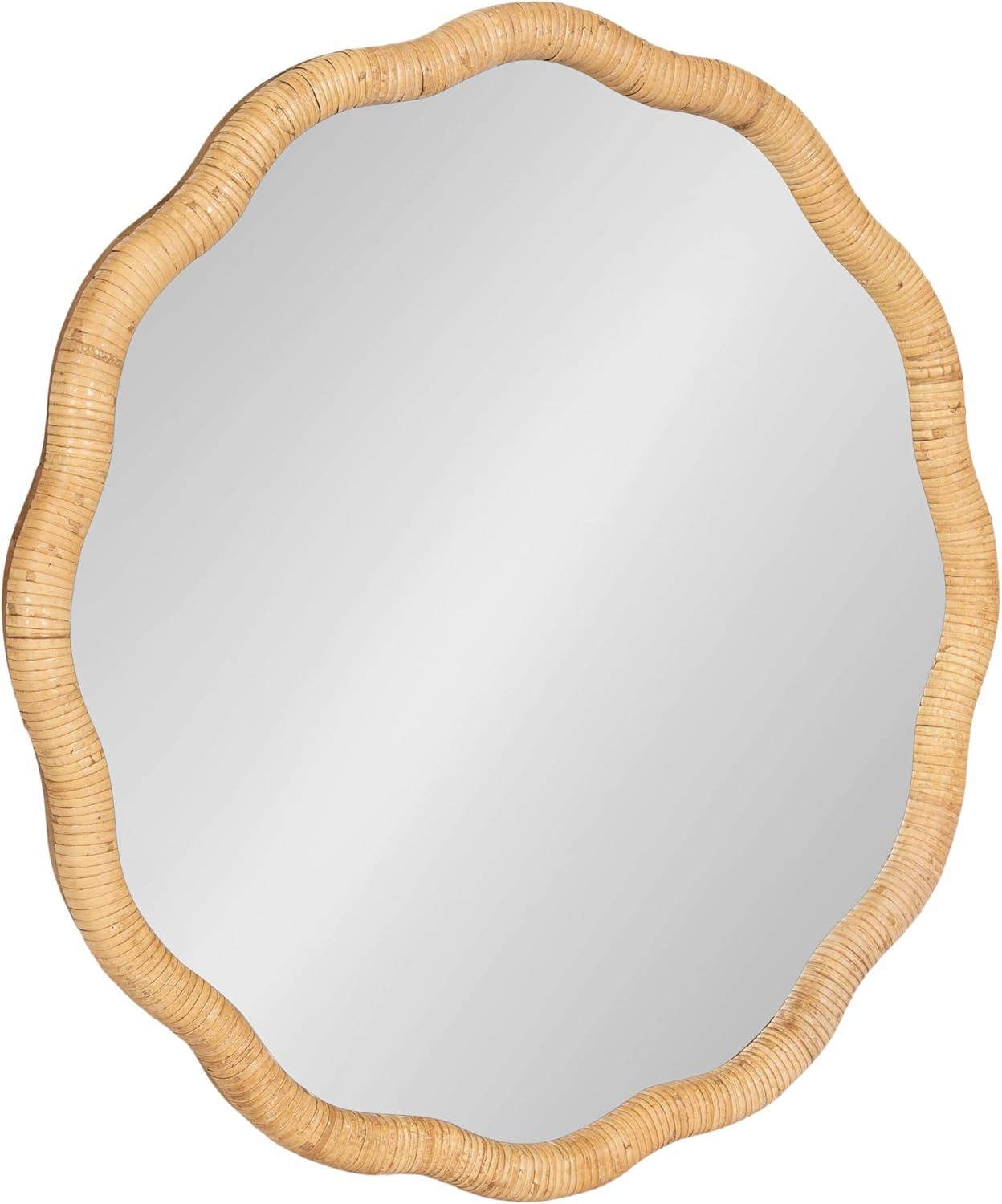 Kate & Laurel All Things Decor 26"x26" Rahfy Scallop Framed Wall Mirror Natural: Bohemian Style, No Assembly Required