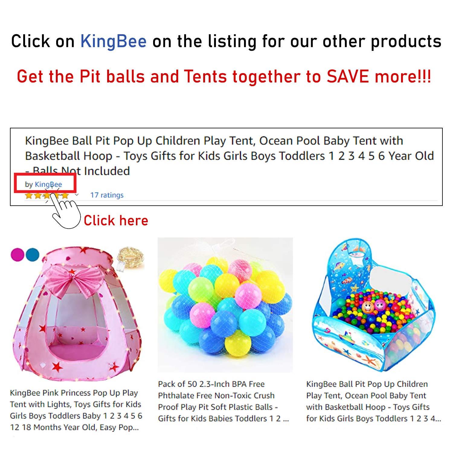 KingBee Ball Pit Pop Up Children Play Tent, Ocean Pool Baby Toddler Playpen with Basketball Hoop - Toys Gifts for Kids Girls Boys 6 Year Old - Balls Not Included (Blue)