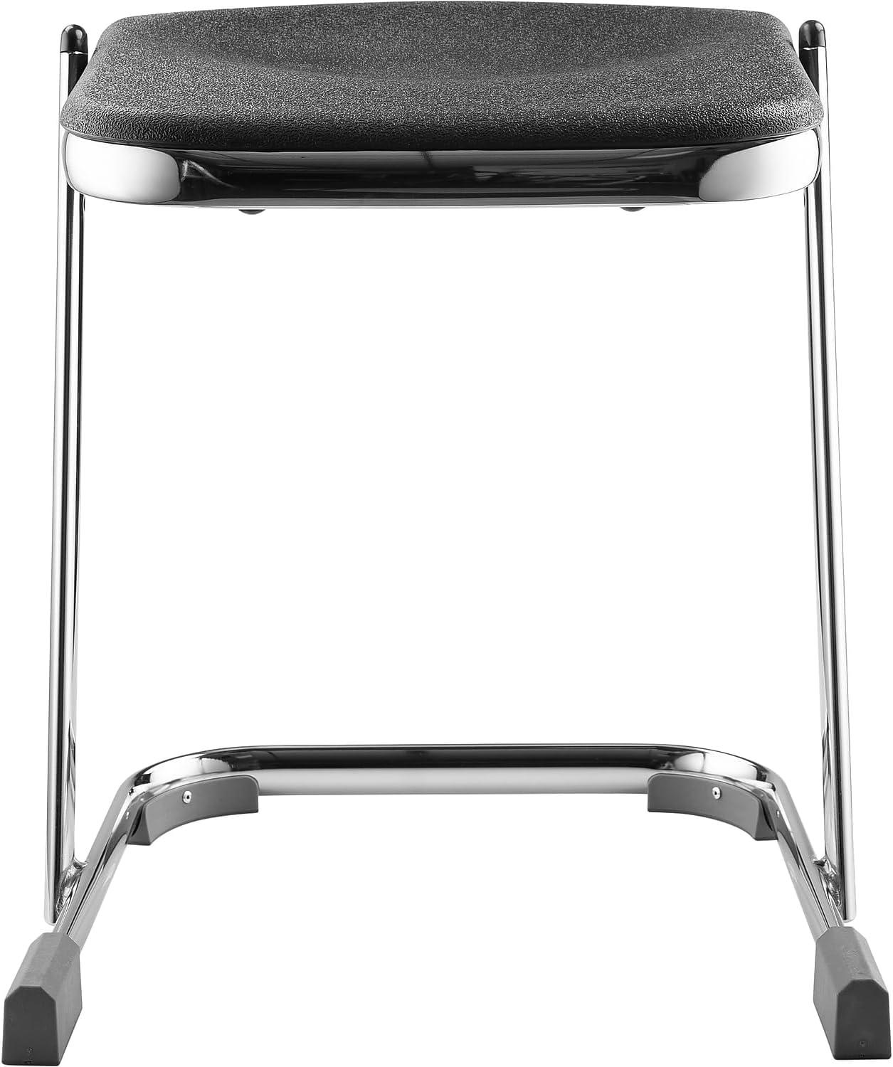 ErgoComfort 20" Black Metal Laboratory Backless Stool