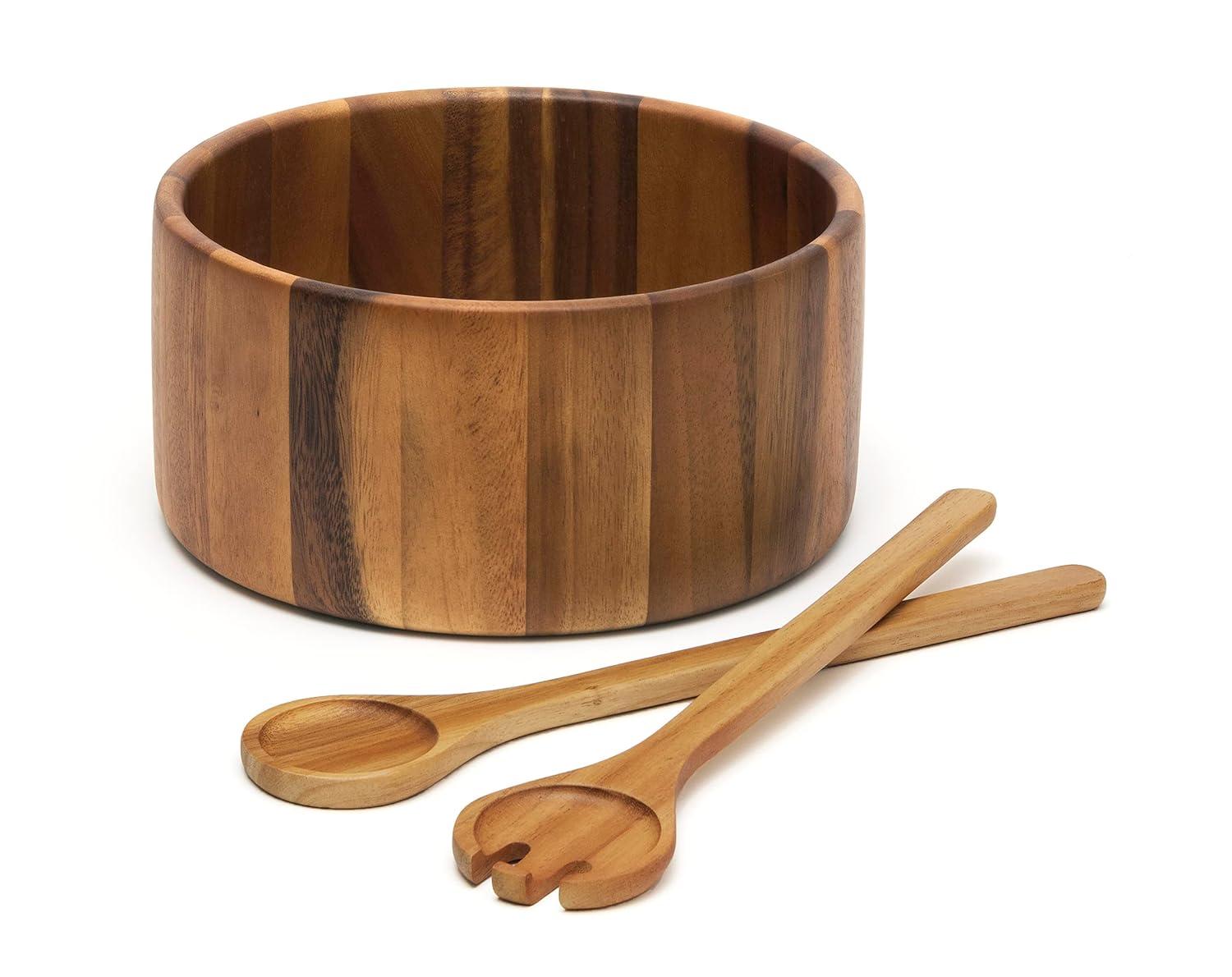 Lipper Acacia Straight Side Bowl With Servers