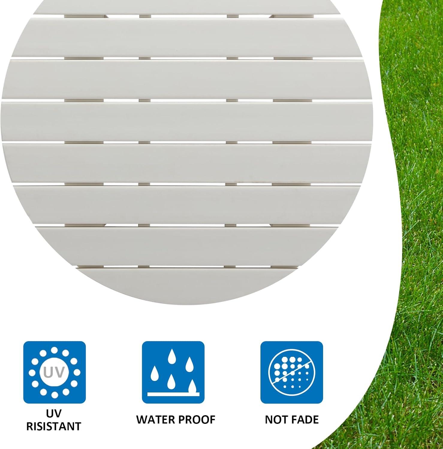 White Round Plastic Outdoor Adirondack Side Table