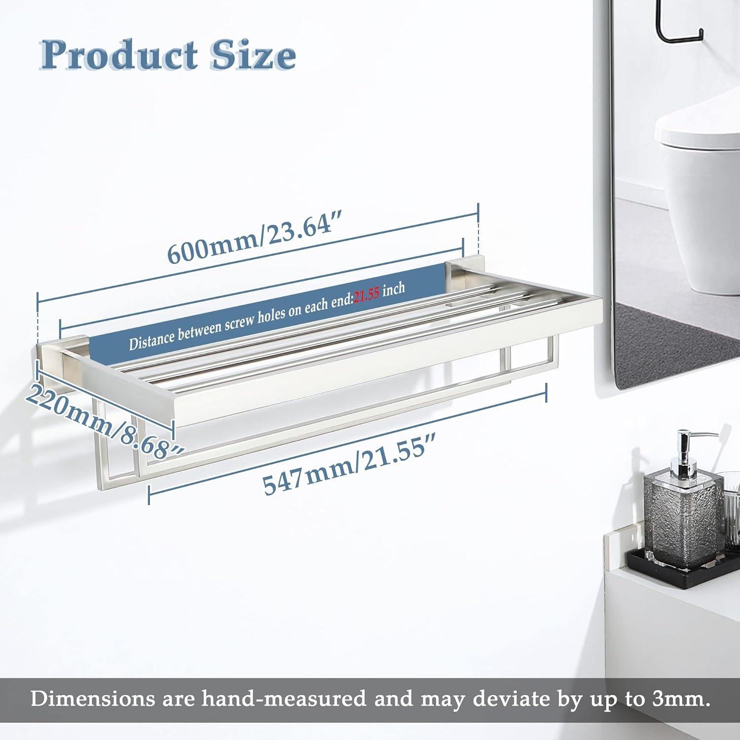 Double Towel Bar, 24 Inch Towel Racks for Bathroom, Modern Towel Holder for Bathroom Wall