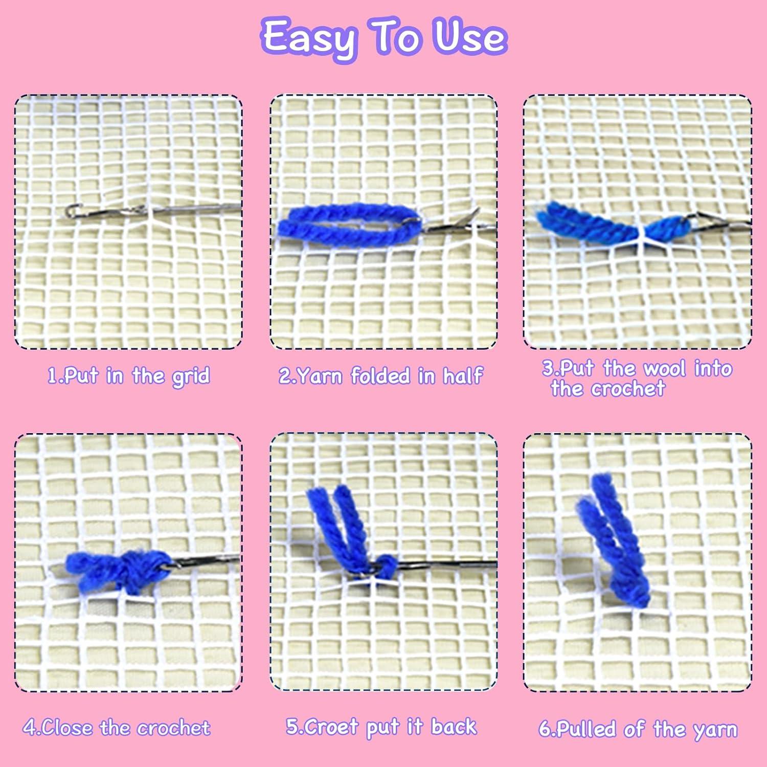 LAPATAIN Latch Hook Kits for DIY Throw Pillow Cover,Tulips Needlework Cushion Cover Hand Craft Crochet 17x17inch