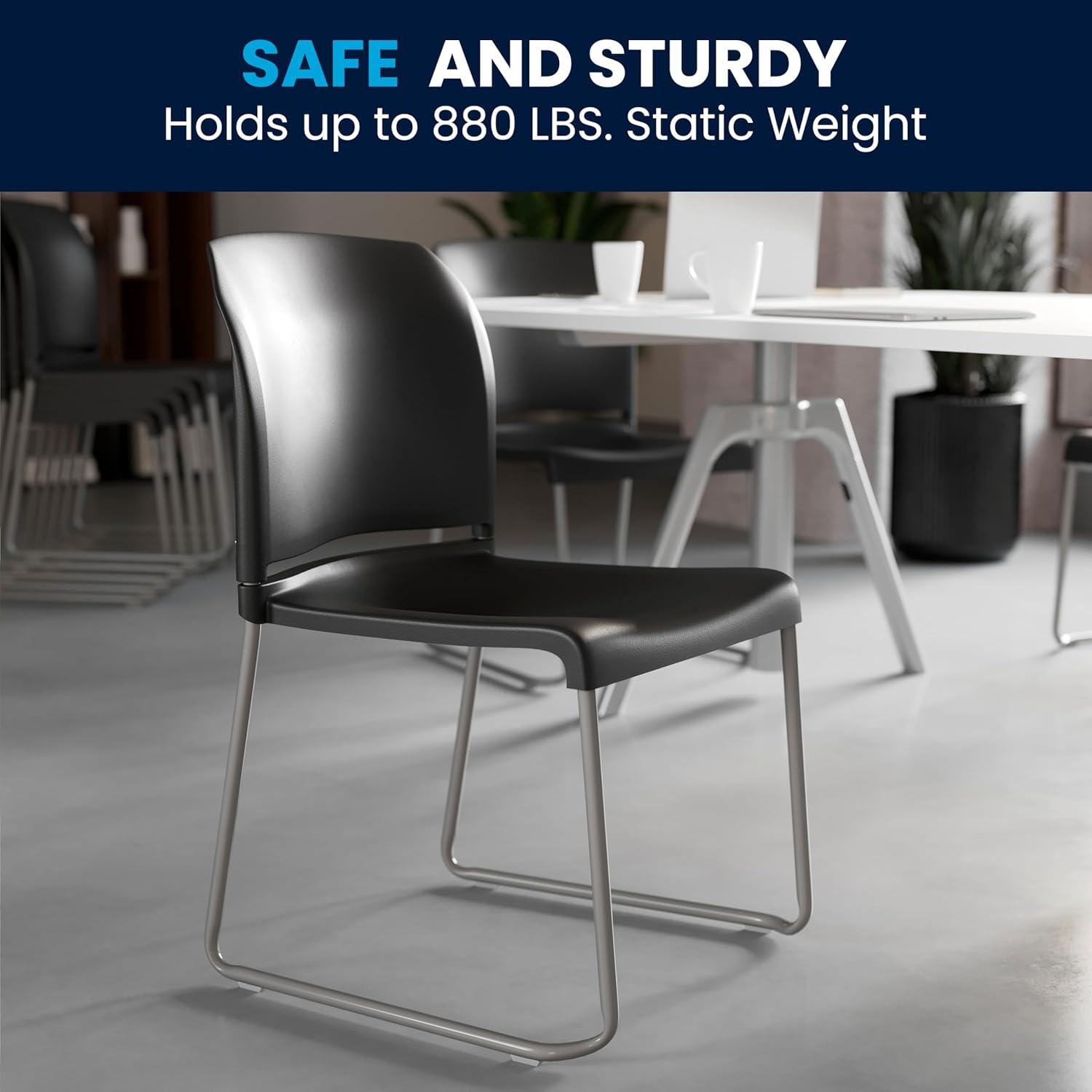 Flash Furniture Brielle Contoured Sled Base Stackable Waiting Room Chairs (Set of 5)
