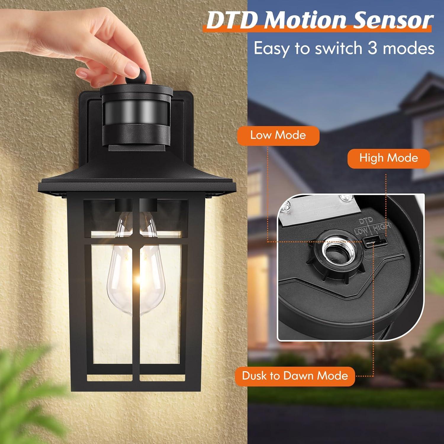 Motion Sensor Wall Lights 2 Pack, Dusk to Dawn Exterior Wall Light