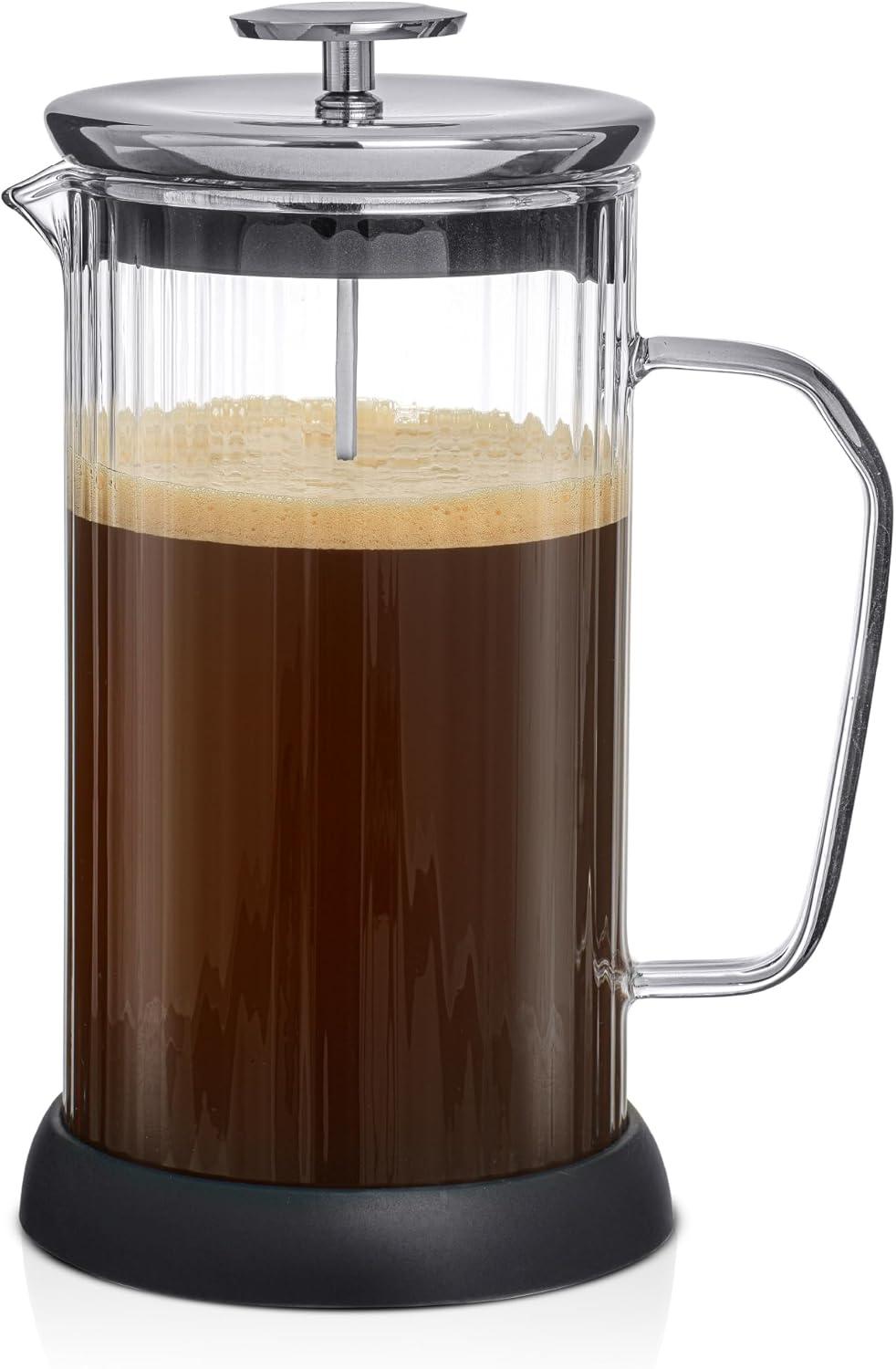 JoyJolt JG10327 JoyJolt Savor Fluted French Press Coffee and Tea Maker, 33.8oz