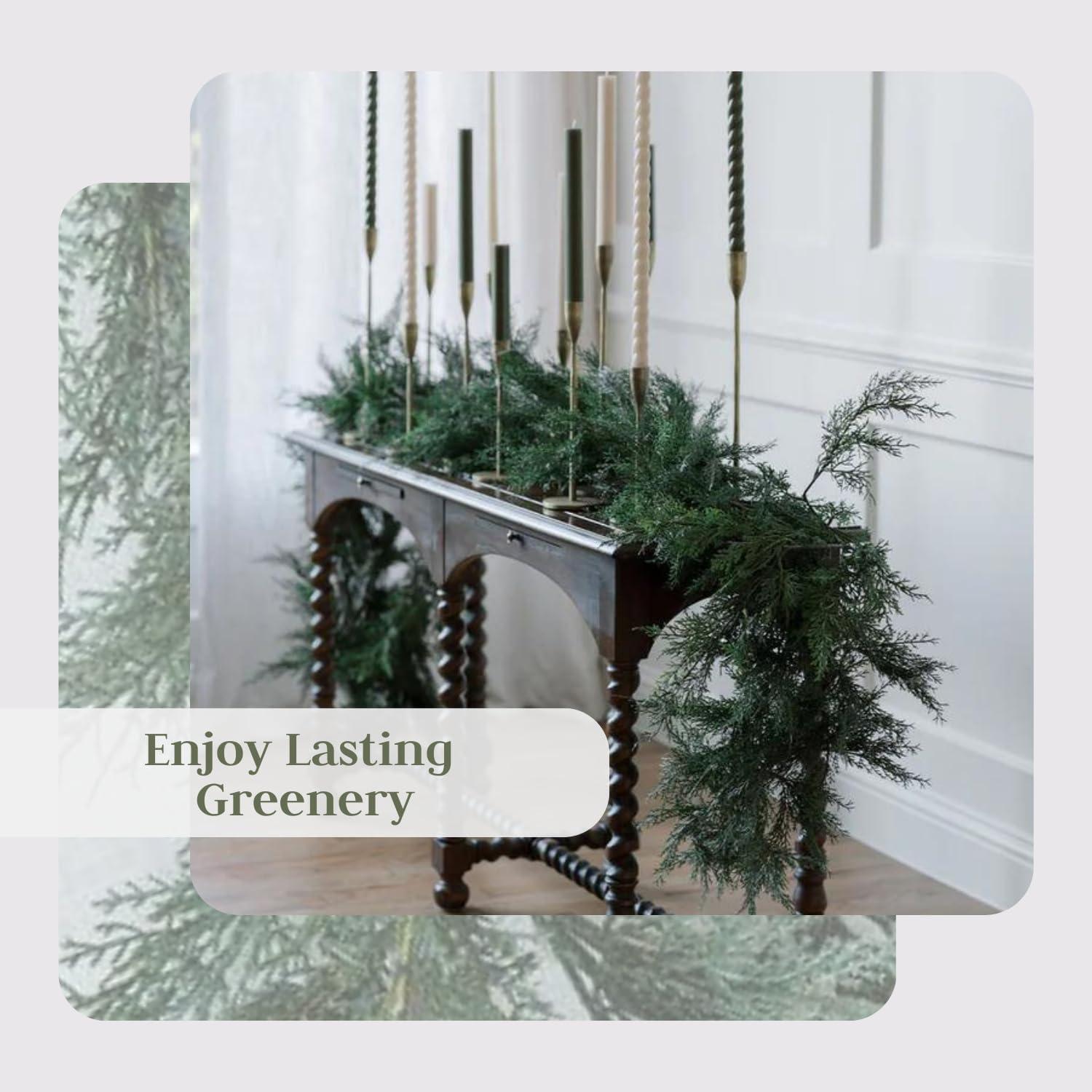 9' Green Faux Cedar Christmas Garland Runner