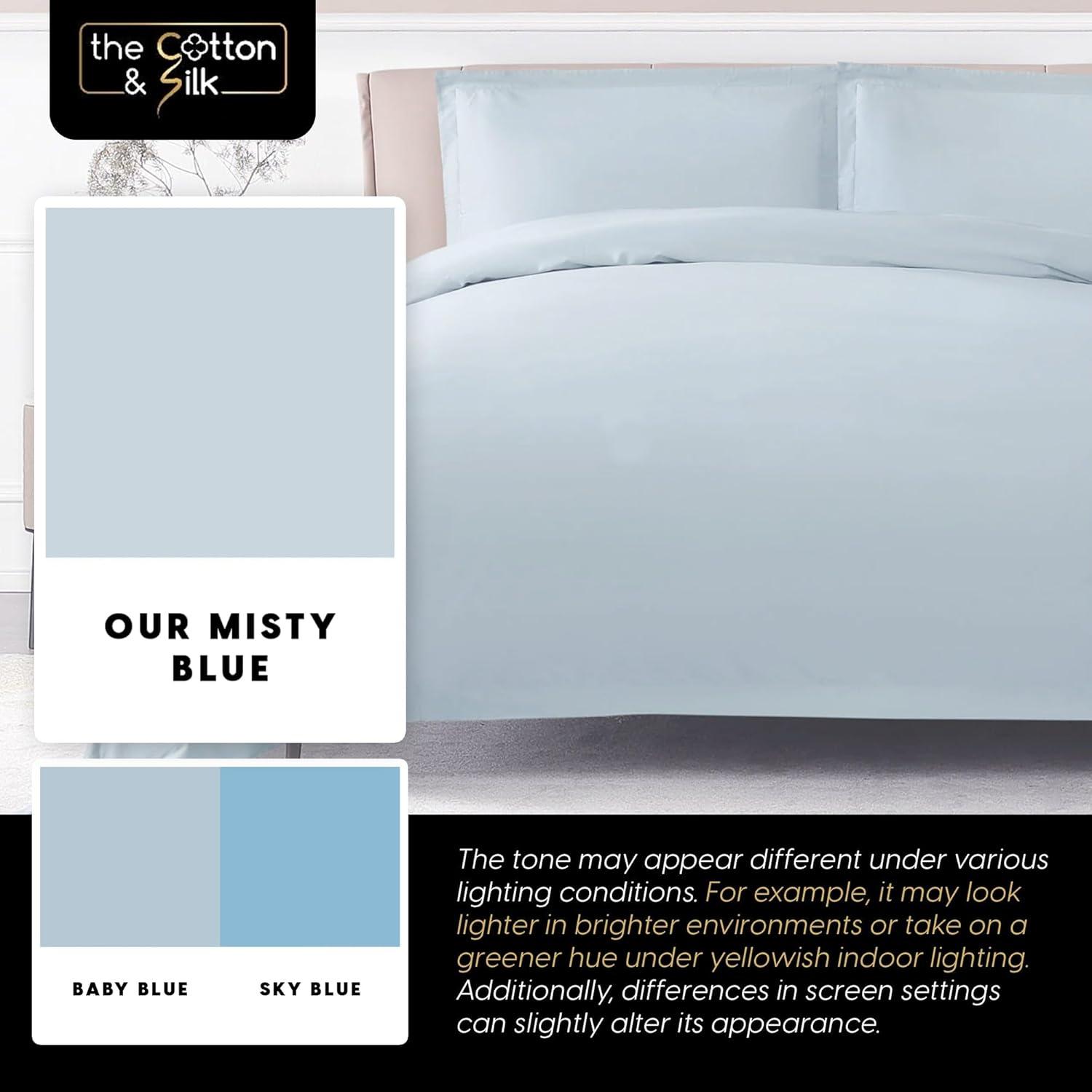 THE COTTON & SILK 100% Luxury Long-staple Cotton Duvet Cover Set (1 Duvet Cover, with Corner Ties and Hidden Zipper Closure, 2 pillow shams), Queen Size, White
