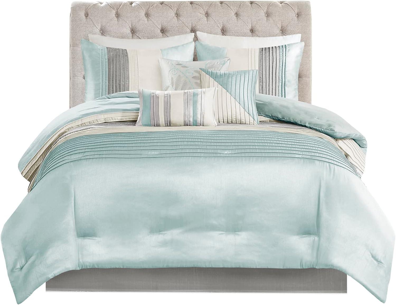 Madison Park Amherst 7 Piece Striped and Pleated Comforter Set