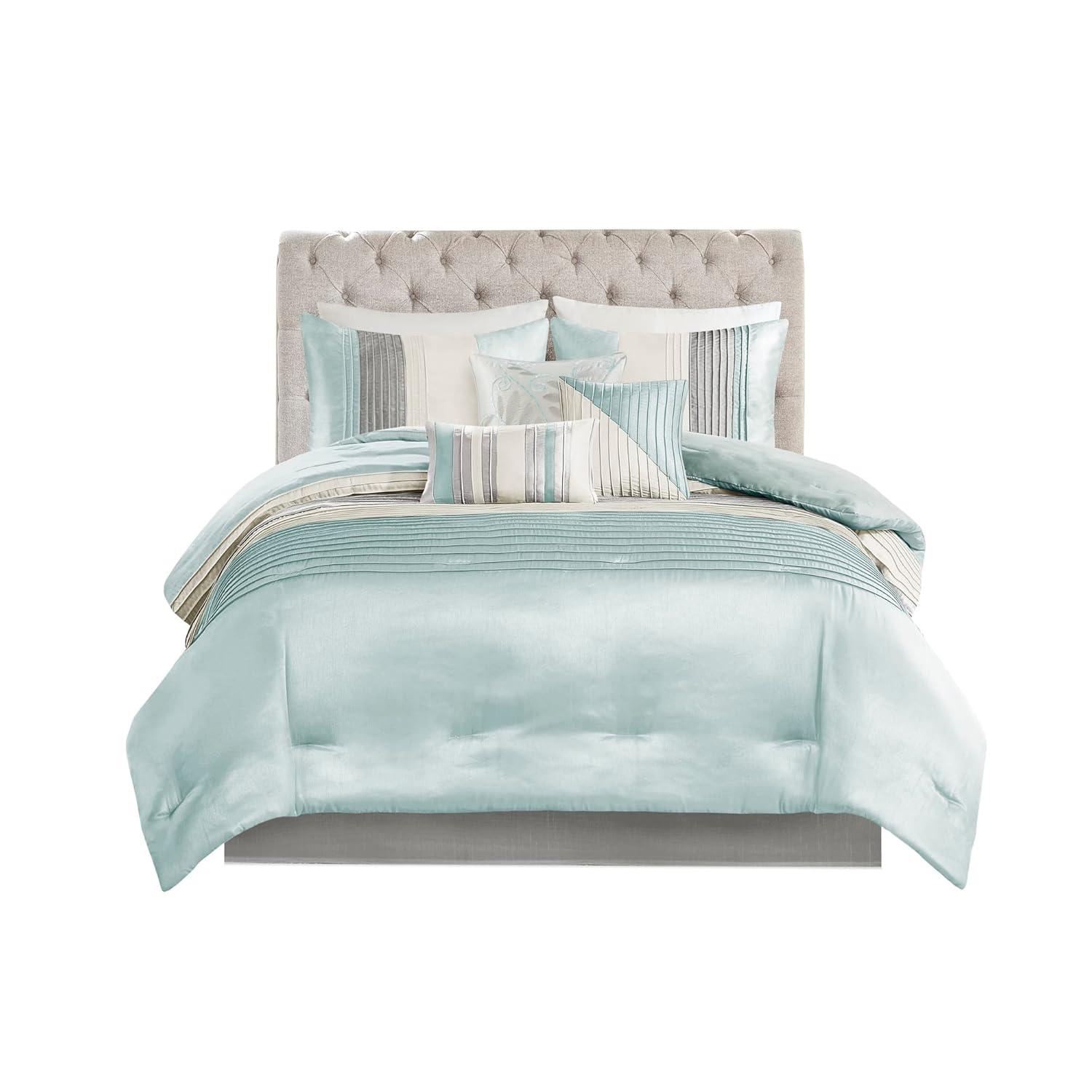 Madison Park Amherst 7 Piece Striped and Pleated Comforter Set