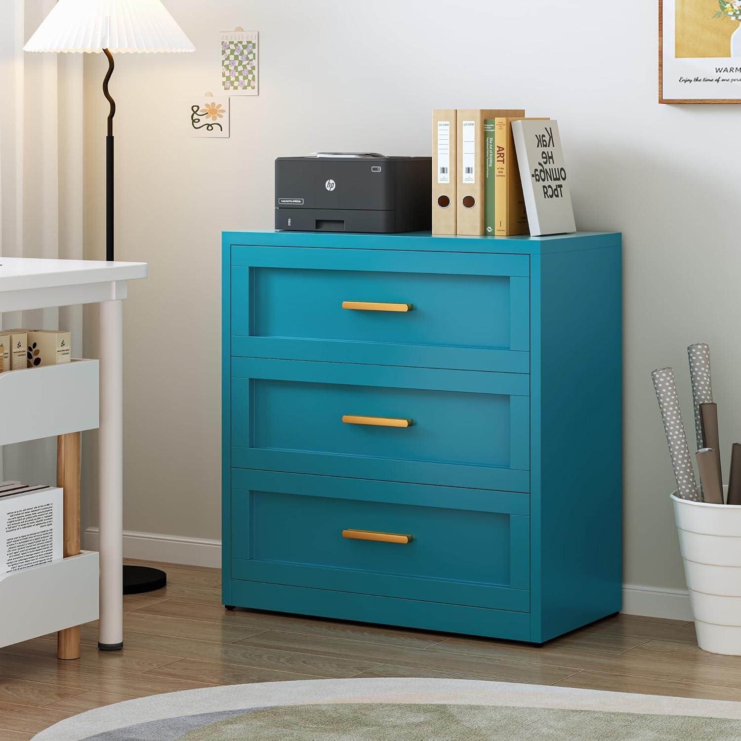 Mercer41 Metal 3 Drawer Dresser For Bedroom