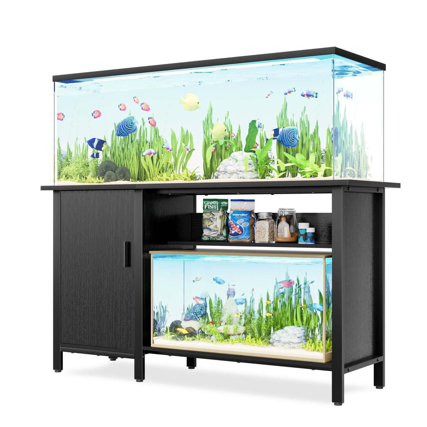 Tucker Murphy Pet™ Fish Tank Stand - 55-75 Gallon Wooden Aquarium Stand With Storage Cabinet For Fish Tank Accessories - 770 LBS Capacity, 51"X19.6"X35"H