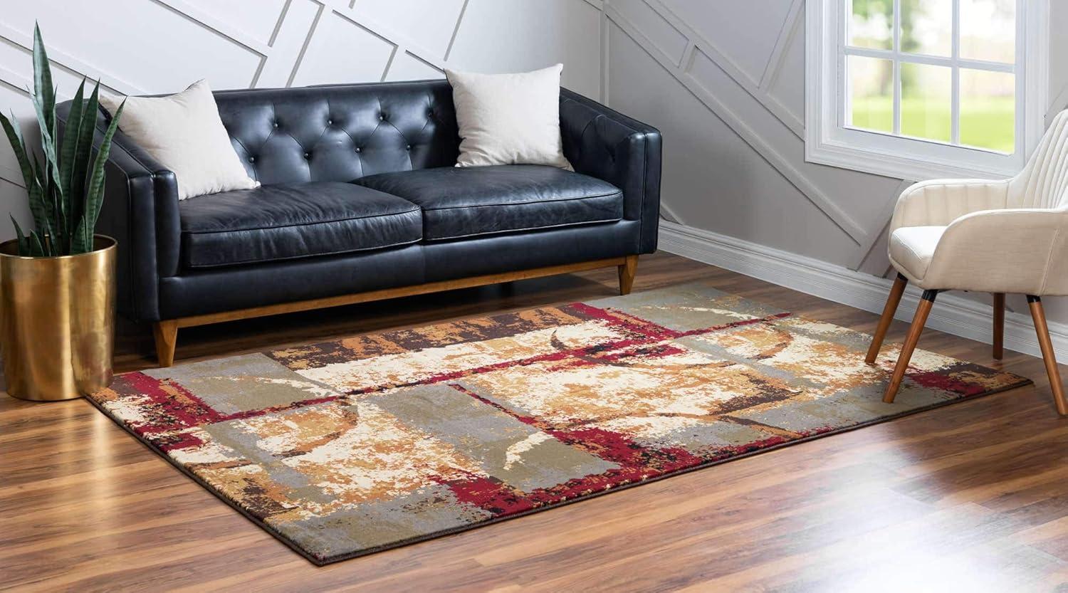 Unique Loom Barista Collection Area Rug - Catuai (5' 3" x 8' Rectangle Multi/Brown)
