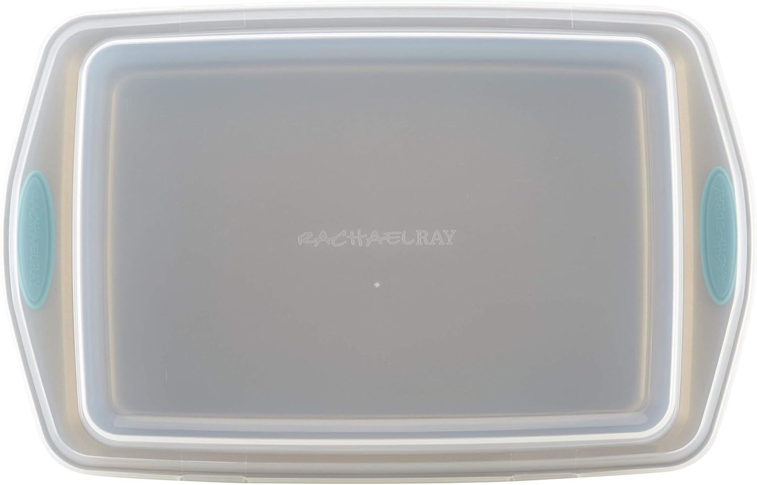 Rachael Ray Cucina Nonstick Baking Pan With Lid and Grips/ Nonstick Cake Pan With Lid and Grips, Rectangle - 9 Inch x 13 Inch, Brown