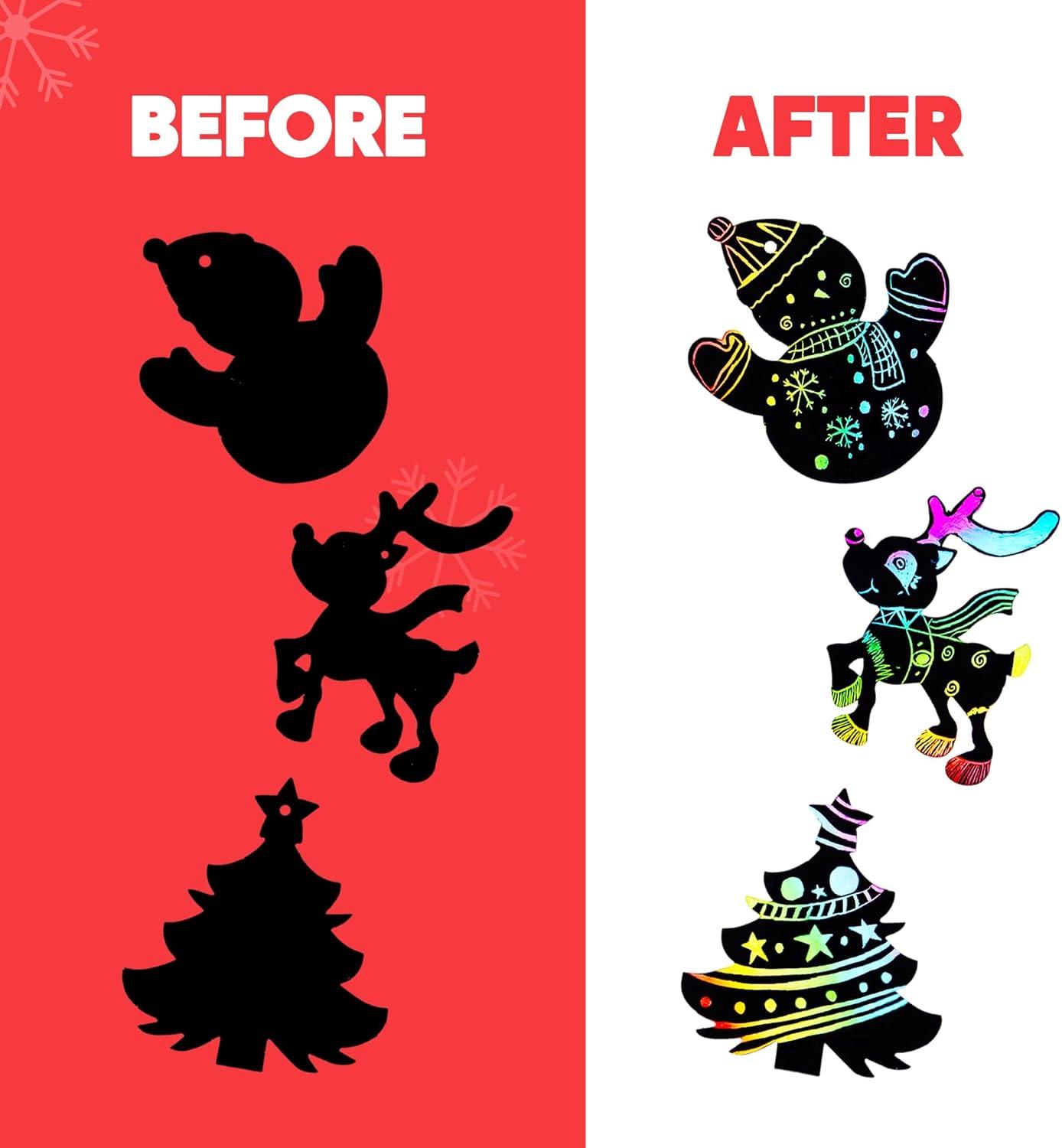 JOYFY 72pcs Rainbow Christmas Scratch Cards Ornament