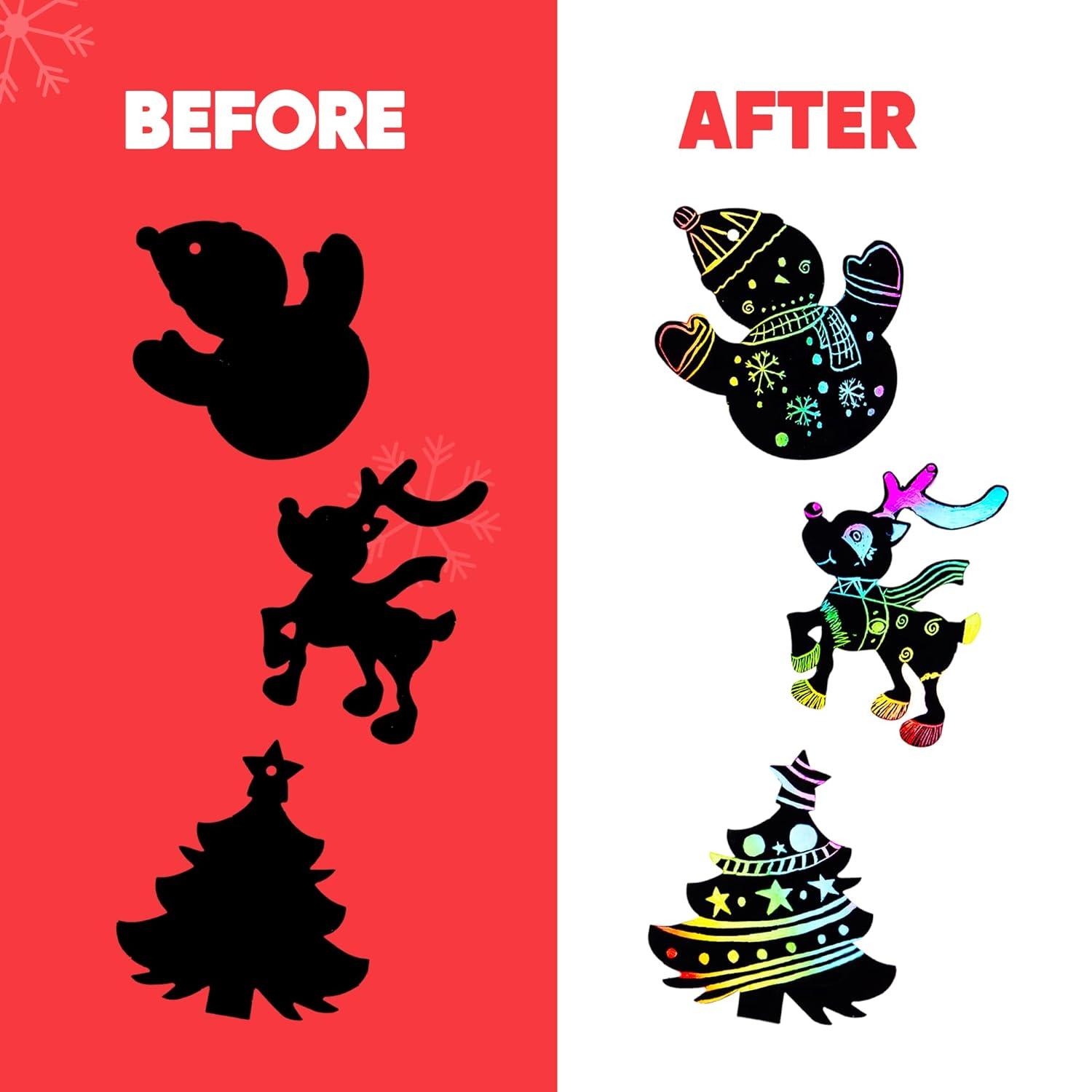 JOYFY 72pcs Rainbow Christmas Scratch Cards Ornament