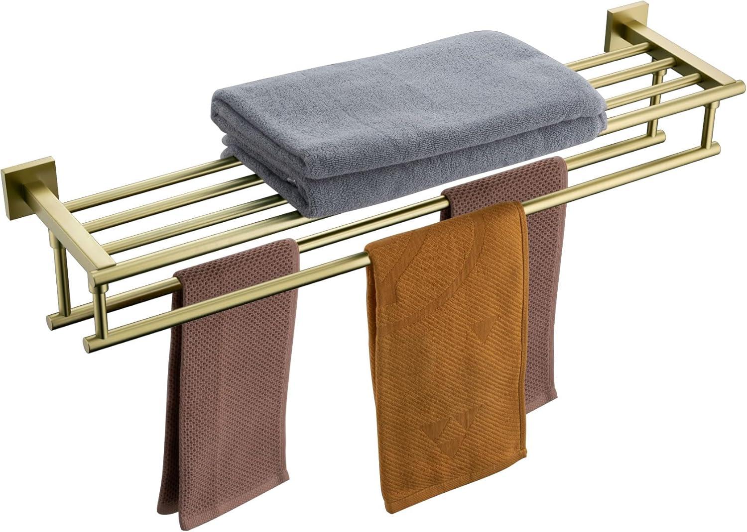 Brushed Gold 32'' Stainless Steel Wall Mounted Double Towel Rack